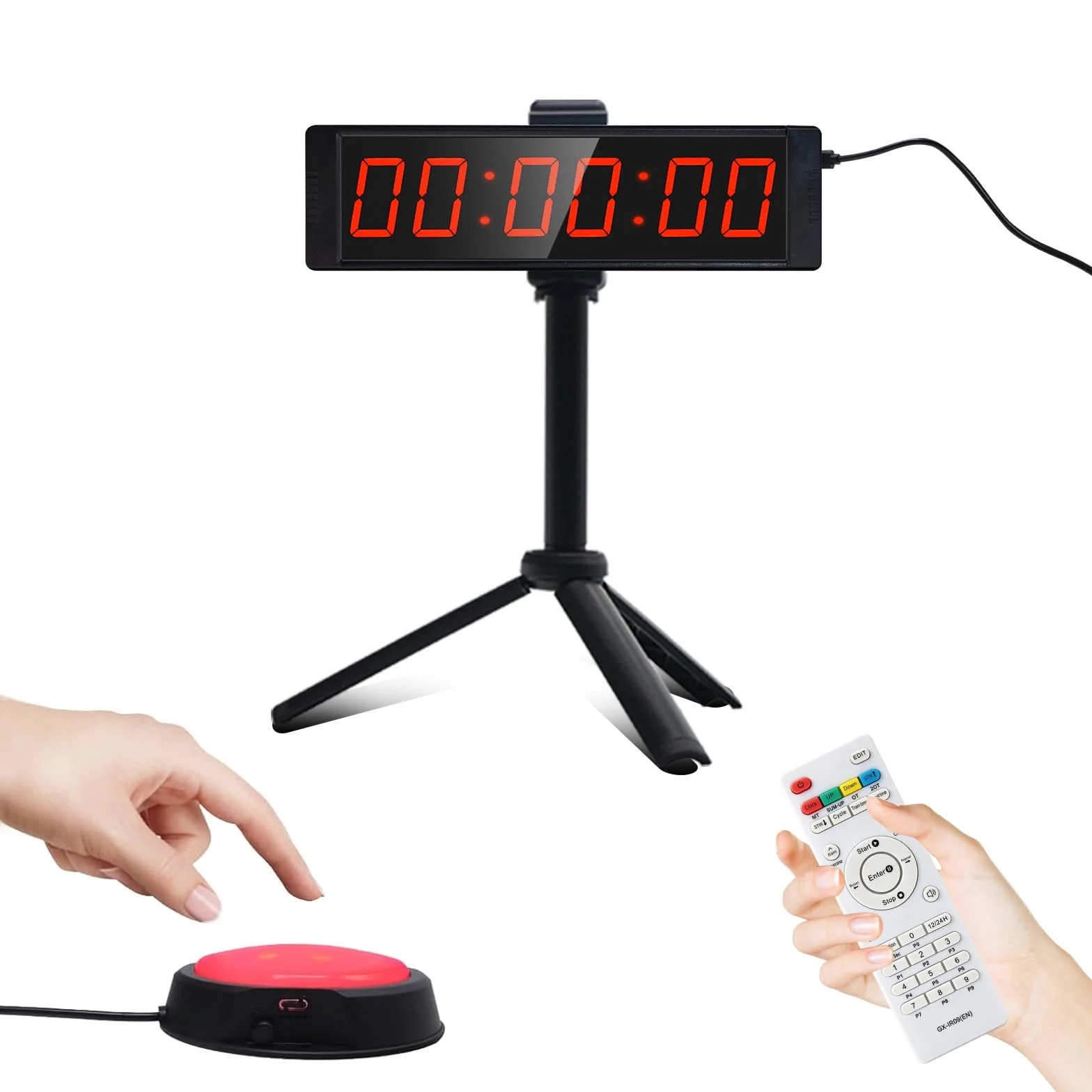 Gym Timer Digital 12/24H con Botón Inicio/Parada y Mando a Distancia, Cronómetro Deportivo con Soporte para Fitness