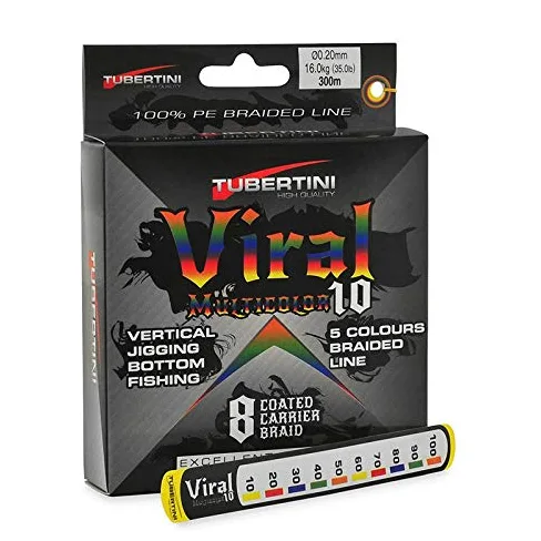 Tubertini Hilos de Pesca Viral Multicolor 10 0.230 mm 300 m Trenzado Spinning Surfcasting Carpfishing