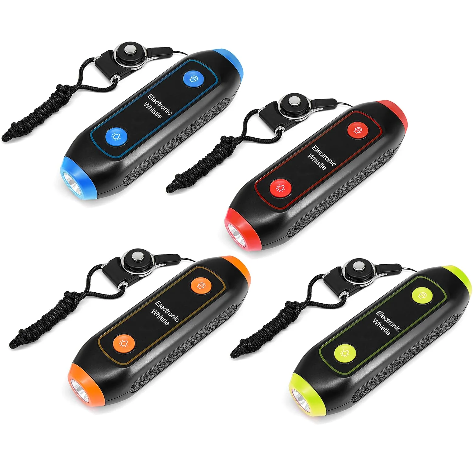 Sxhlseller Silbato de Emergencia Portátil 120-150 DB | Silbato Electrónico Ajustable de 3 Tonos con Cordón para árbitro, Entrenador, Entrenamiento de Perros, Camping, Profesor de Educación Física
