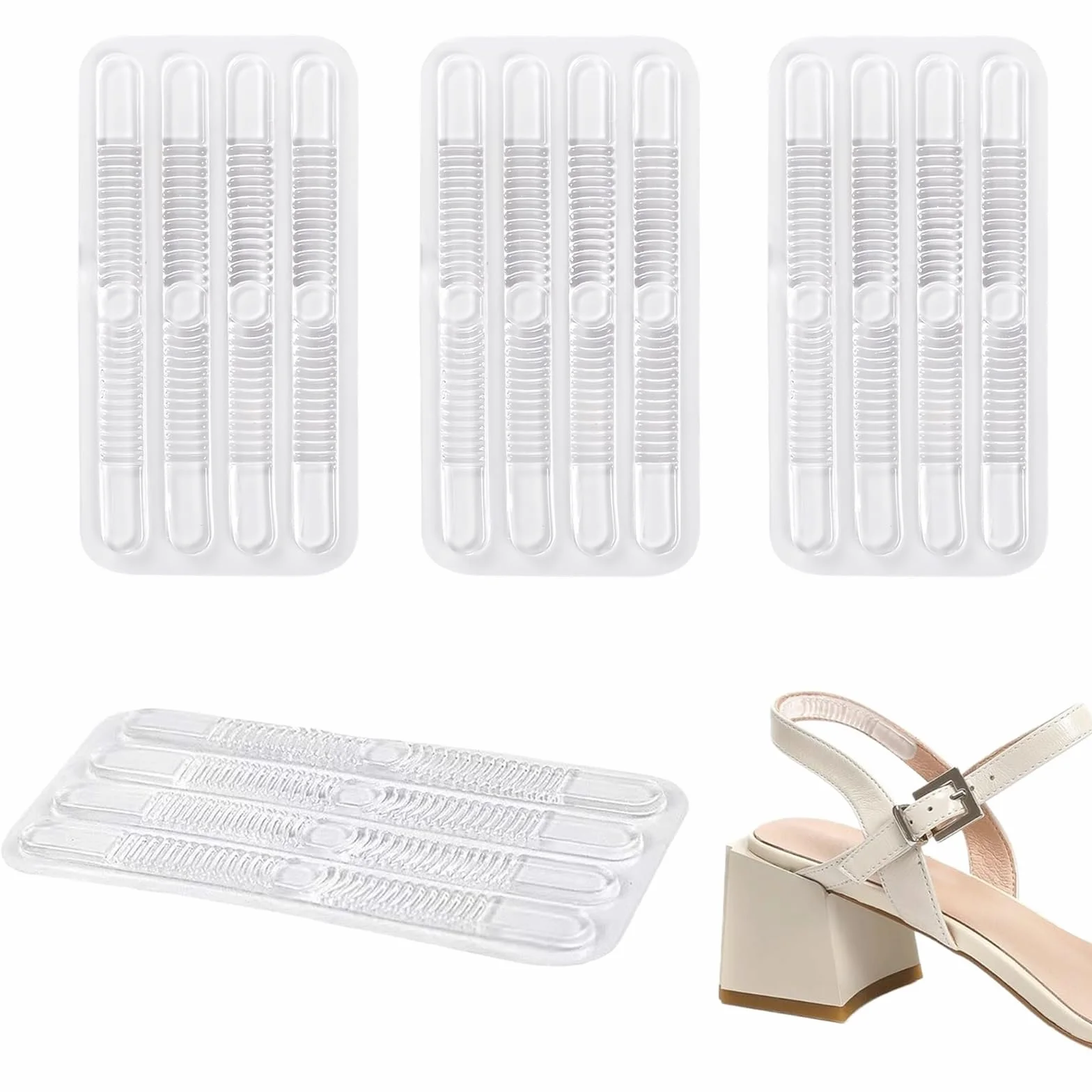 Correas de Silicona para Zapatos de Tacón Alto, Tiras Protectoras de Gel Antirozaduras, 16 Piezas