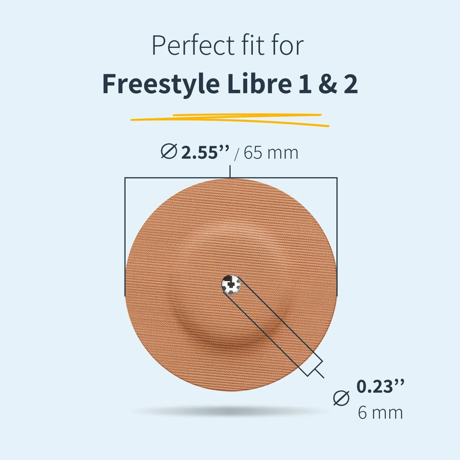 MySweetStitch Parche FreeStyle Libre 1 & 2 Redondo Ø 65 mm impermeable transpirable Beige