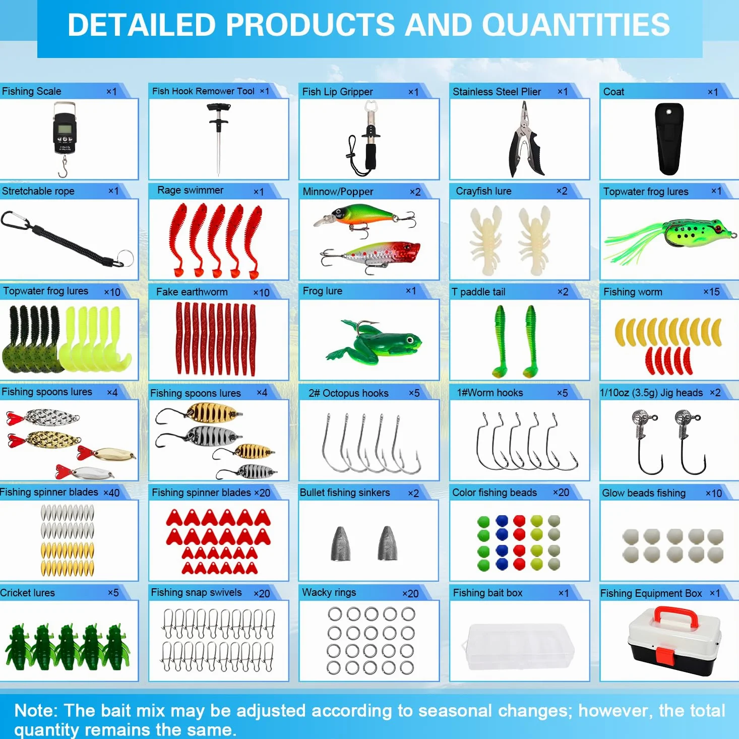 213 Piezas Señuelos de Pesca,Kits de Señuelos Pesca Accesorios Cebos Artificiales Articulos de Pesca Incluido la Anzuelos,Cebos,Pinzas de Pesca,etc.Regalo Masculino