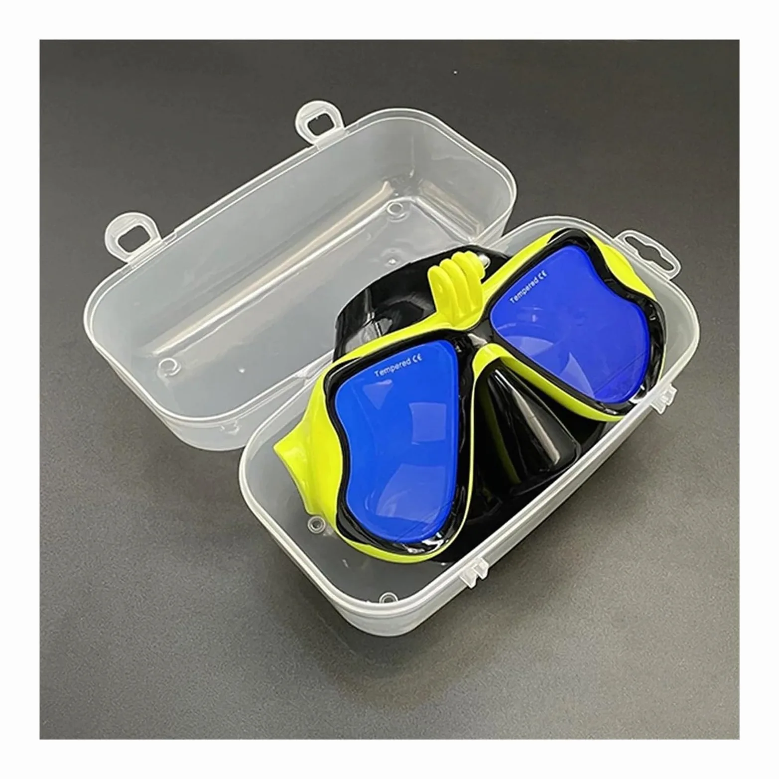 Kit de de Buceo Cómoda máscara de natación de Silicona con Espejo y Soporte para cámara para Gafas de Buceo GoPro para Adultos Máscara de Snorkel(Yellow 2)