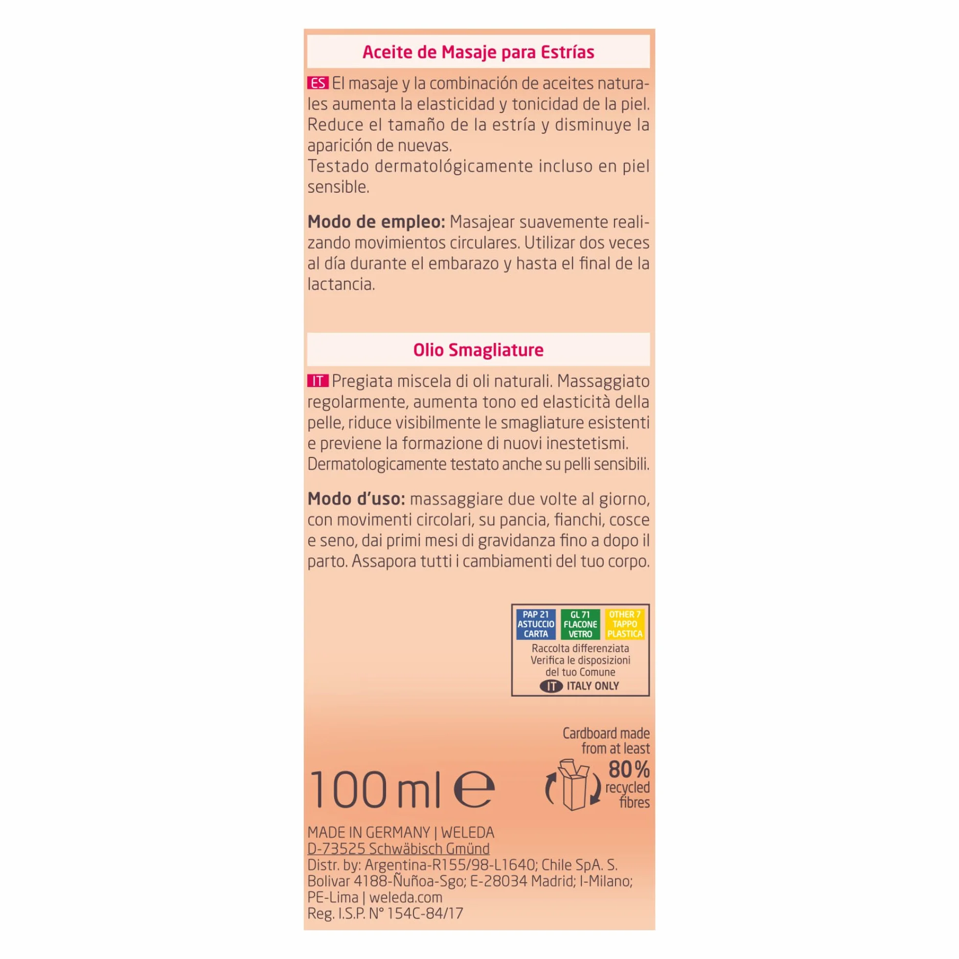 Weleda Aceite de Masaje Antiestrías Embarazo 100 ml