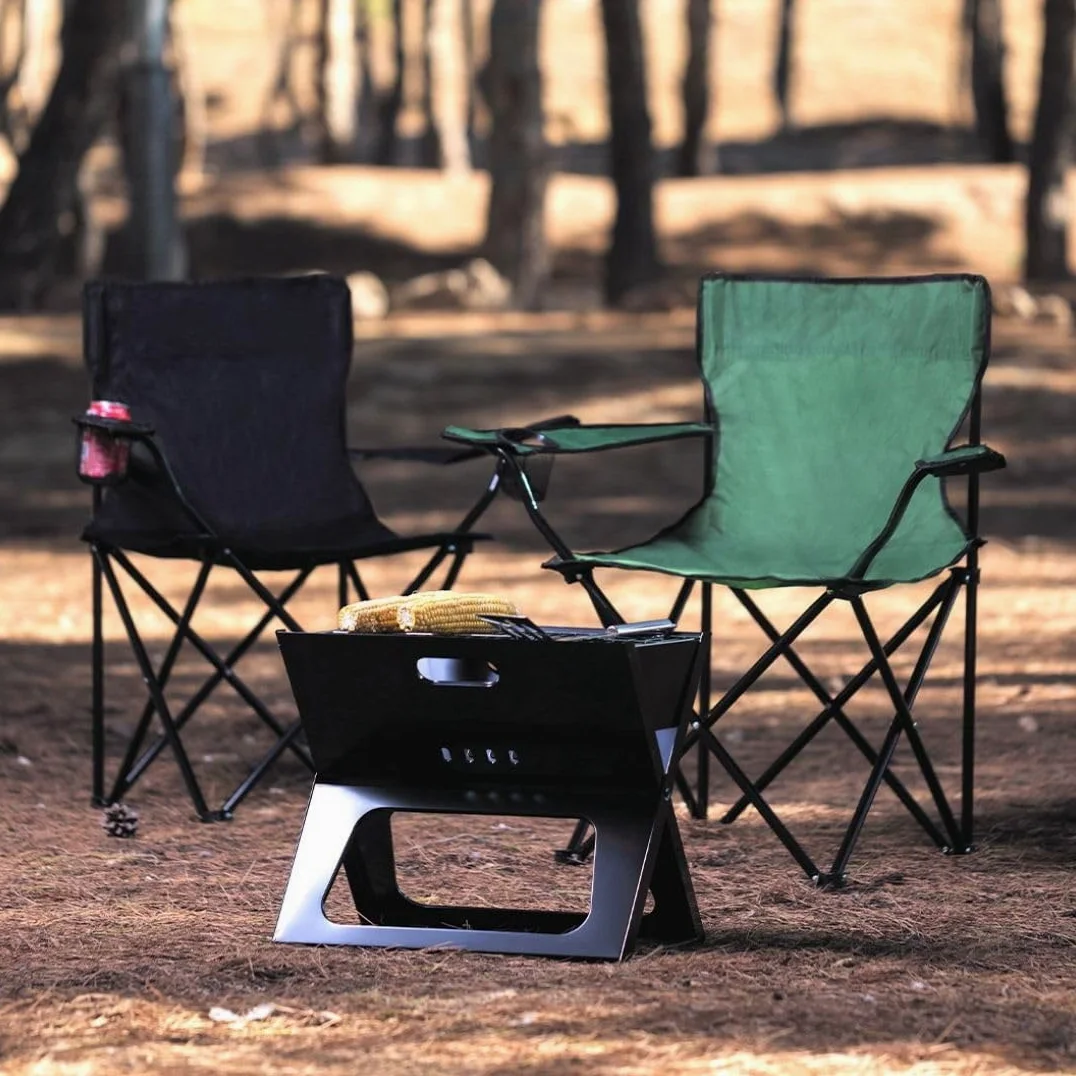 Pack de 2 Sillas y Mesa de Camping Plegables | Sillas Plegables con Porta Bebidas y Mesa Compacta | con Bolsa de Transporte | Set de Mobiliario de Exterior