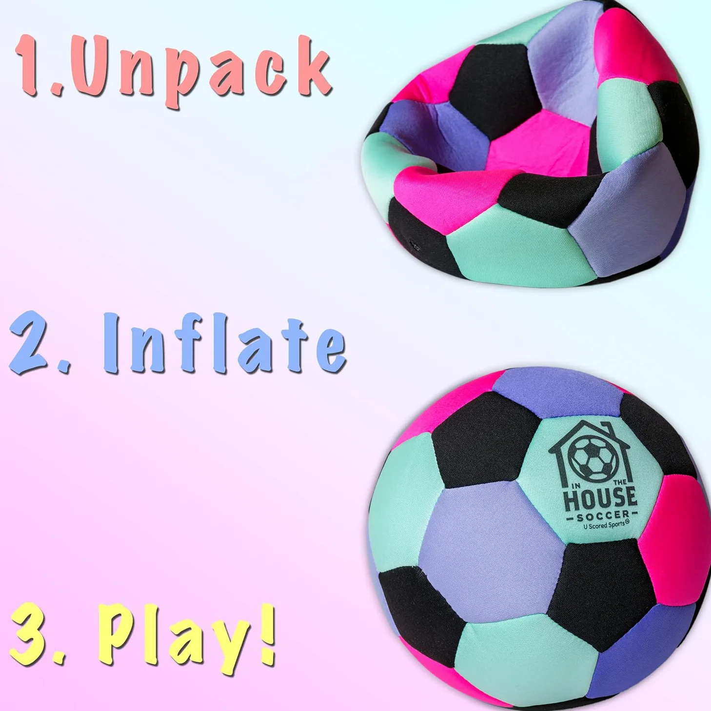 in The House - Balón de fútbol acolchado tamaño 4 para interiores para niñas (a partir de 3 años), niños (a partir de 3 años) y adultos - Lleva la práctica de fútbol a casa - Perfecto