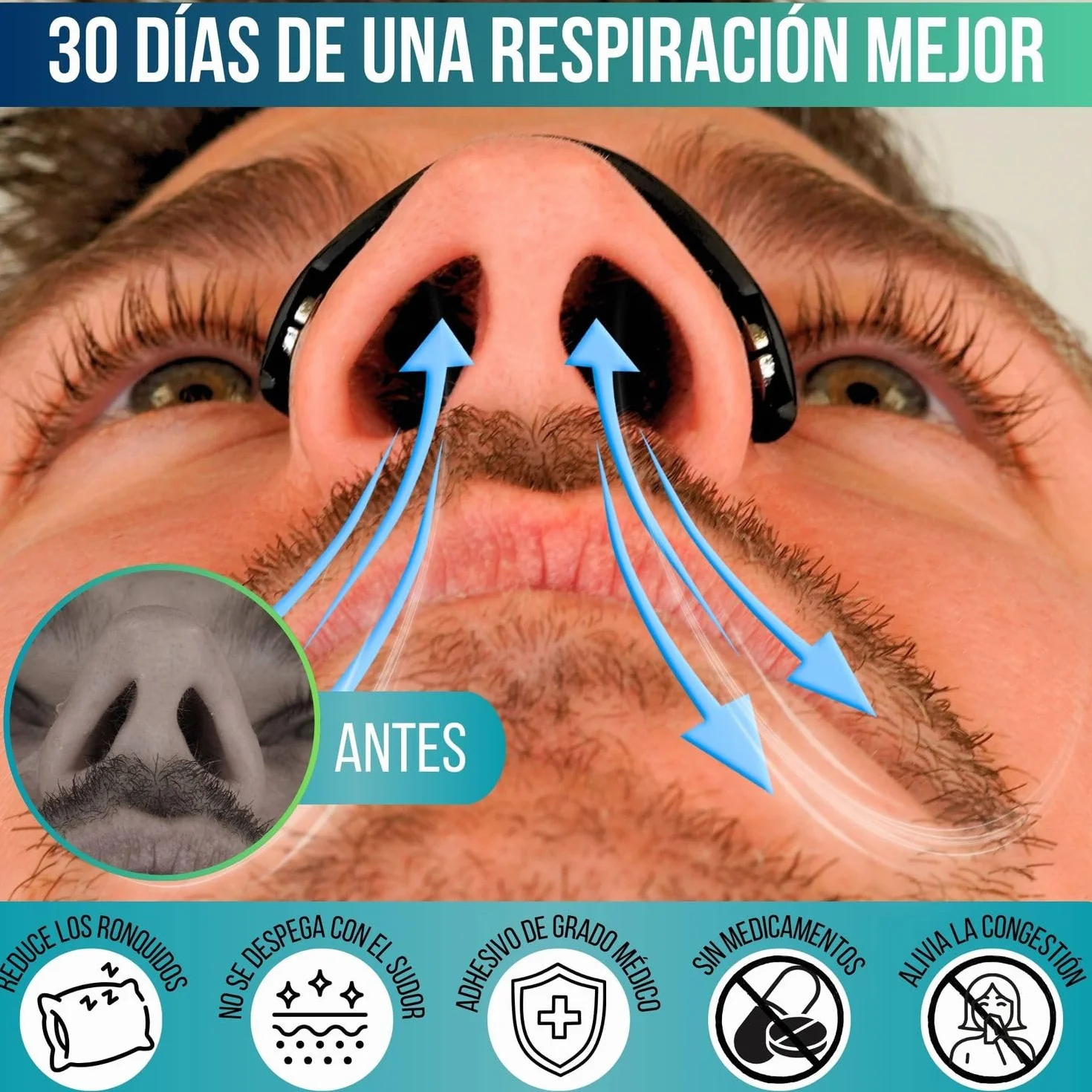Recambios Tiras Nasales Magnéticas 60 parches 30 días Caja almacenamiento Aplicador Dilatador Nasal
