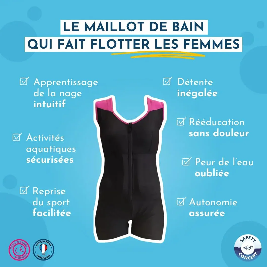 PLOUF Traje de baño flotante de una pieza para mujer Safety Concept by