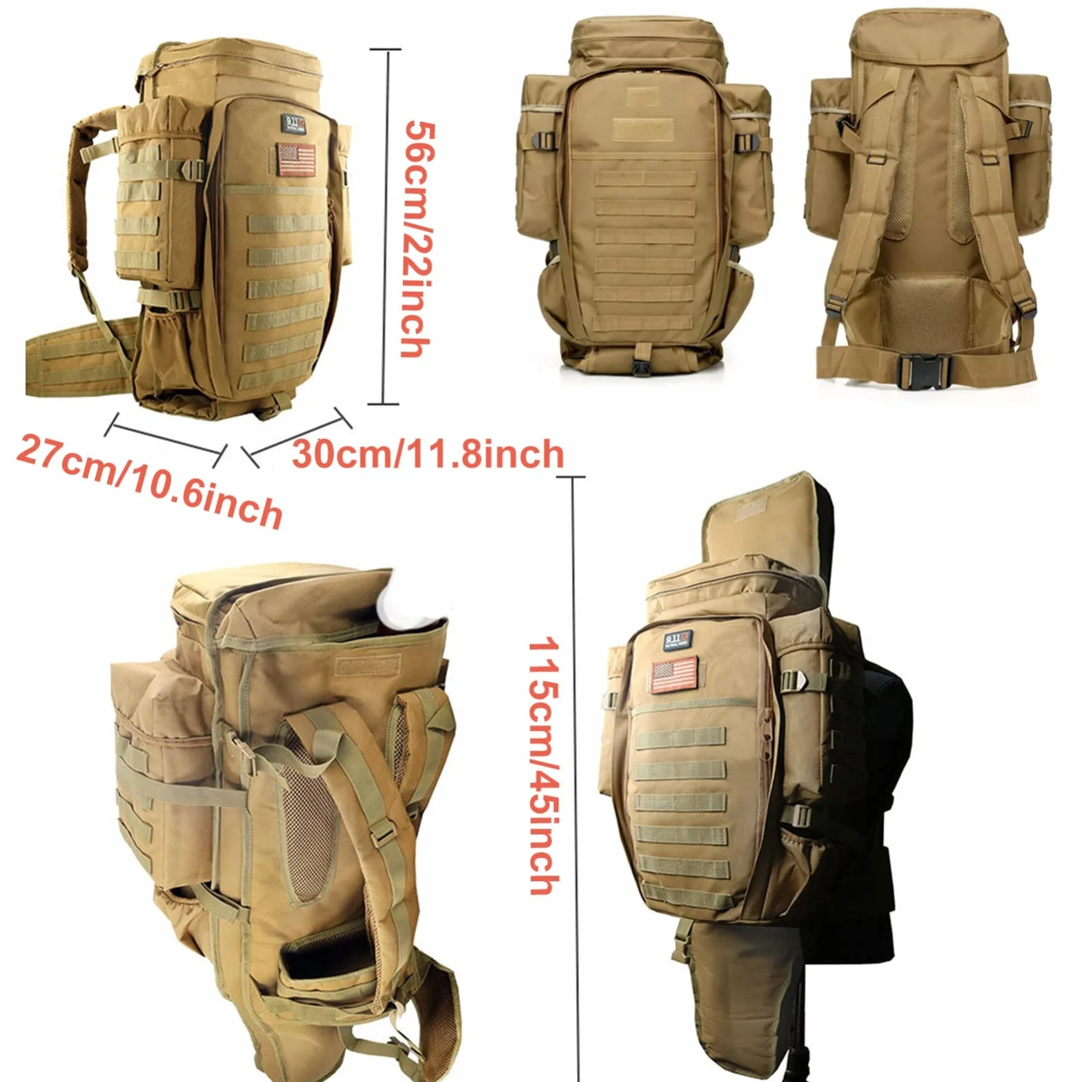 Mochila Táctica para Rifle, Bolsa Larga para Rifle, Mochila Militar Molle, Mochilas de Asalto Militares, Equipo Táctico para Caza, Pesca, Airsoft, Mochila para Rifle, Mochila para Campo de Ti