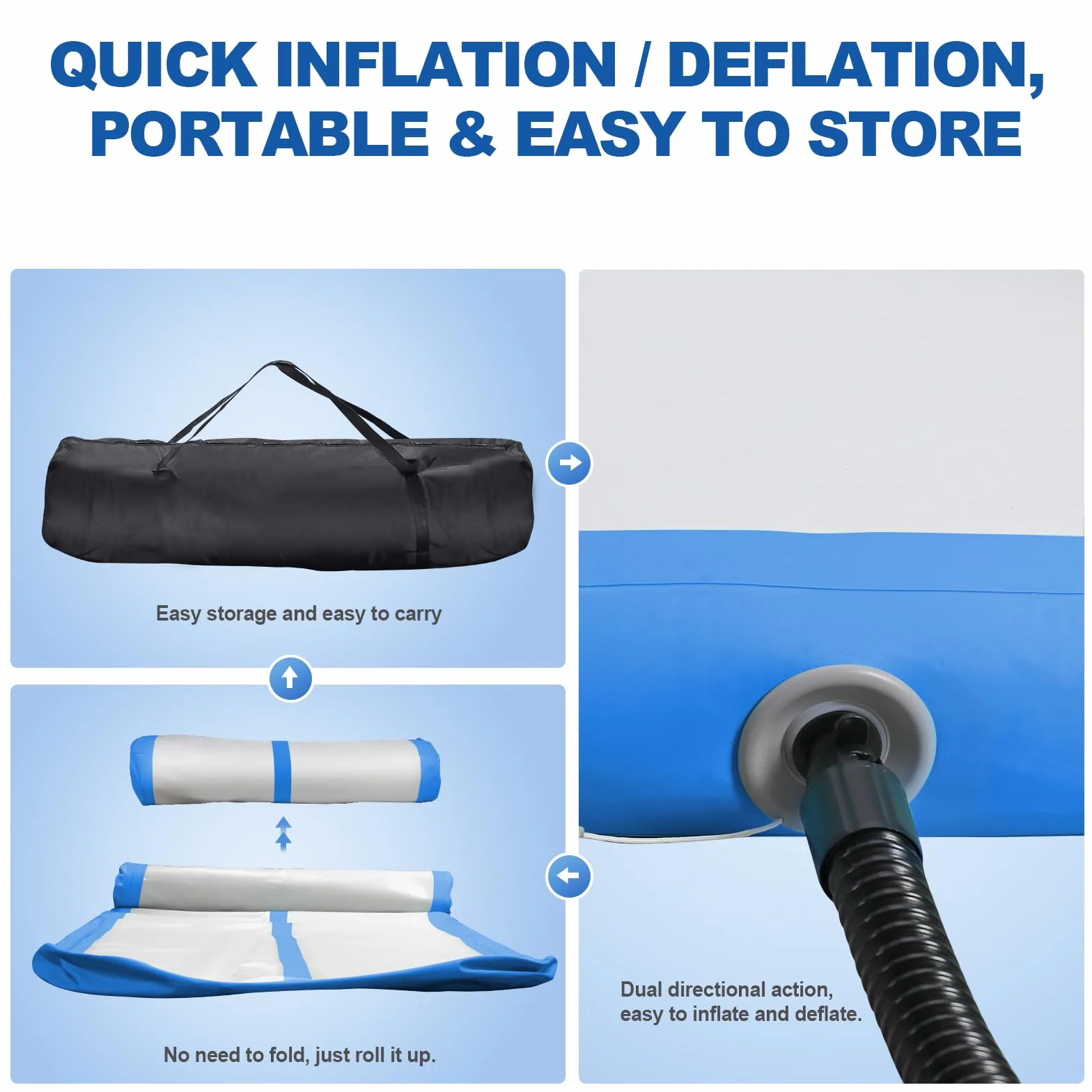 FBSPORT Airtrack Mat 10/20 cm Gymnastics Mat with Air Pump Training Mat Carrying Bag