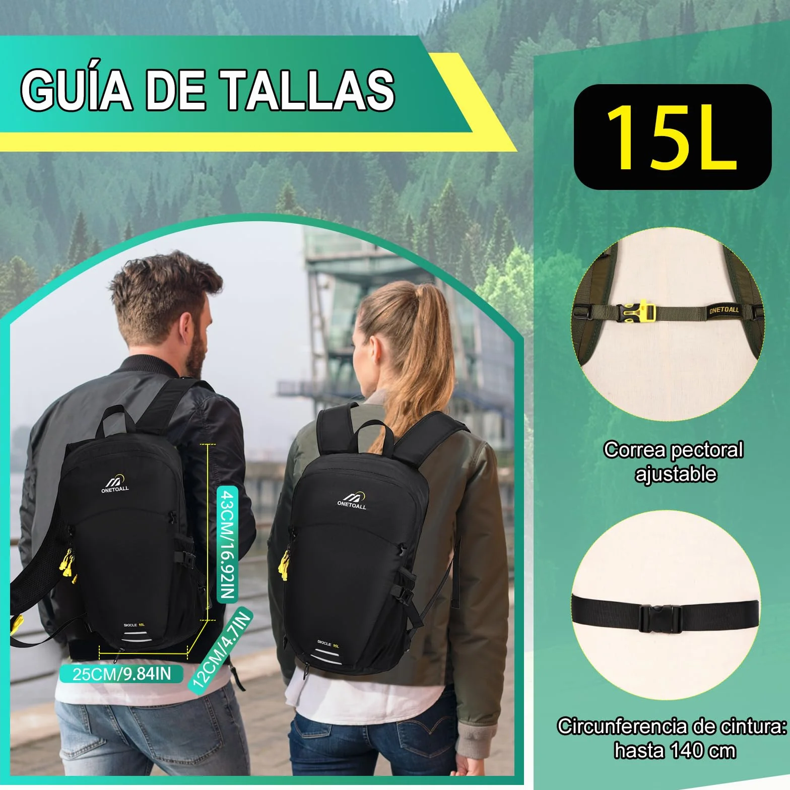 Mochila de Ciclismo 15L / 20L con Funda Impermeable, Mochila Hidratación Mtb para Hombre y Mujer, Mochila Senderismo Pequeña y Antirrobo para Moto, Esquí, Bicicleta, Montaña y Running