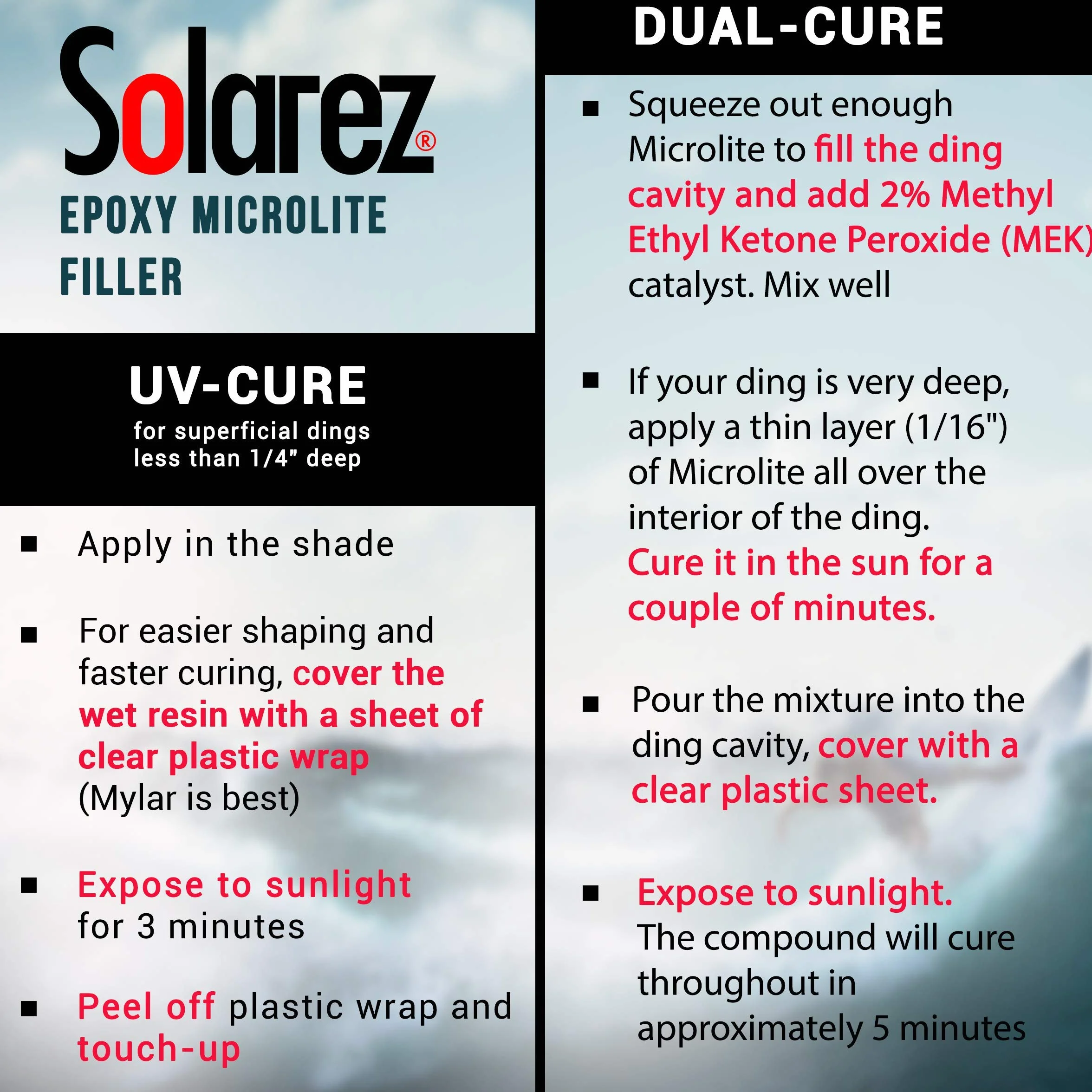 Solarez Epoxy 1 oz Low Lite white Ding Repair