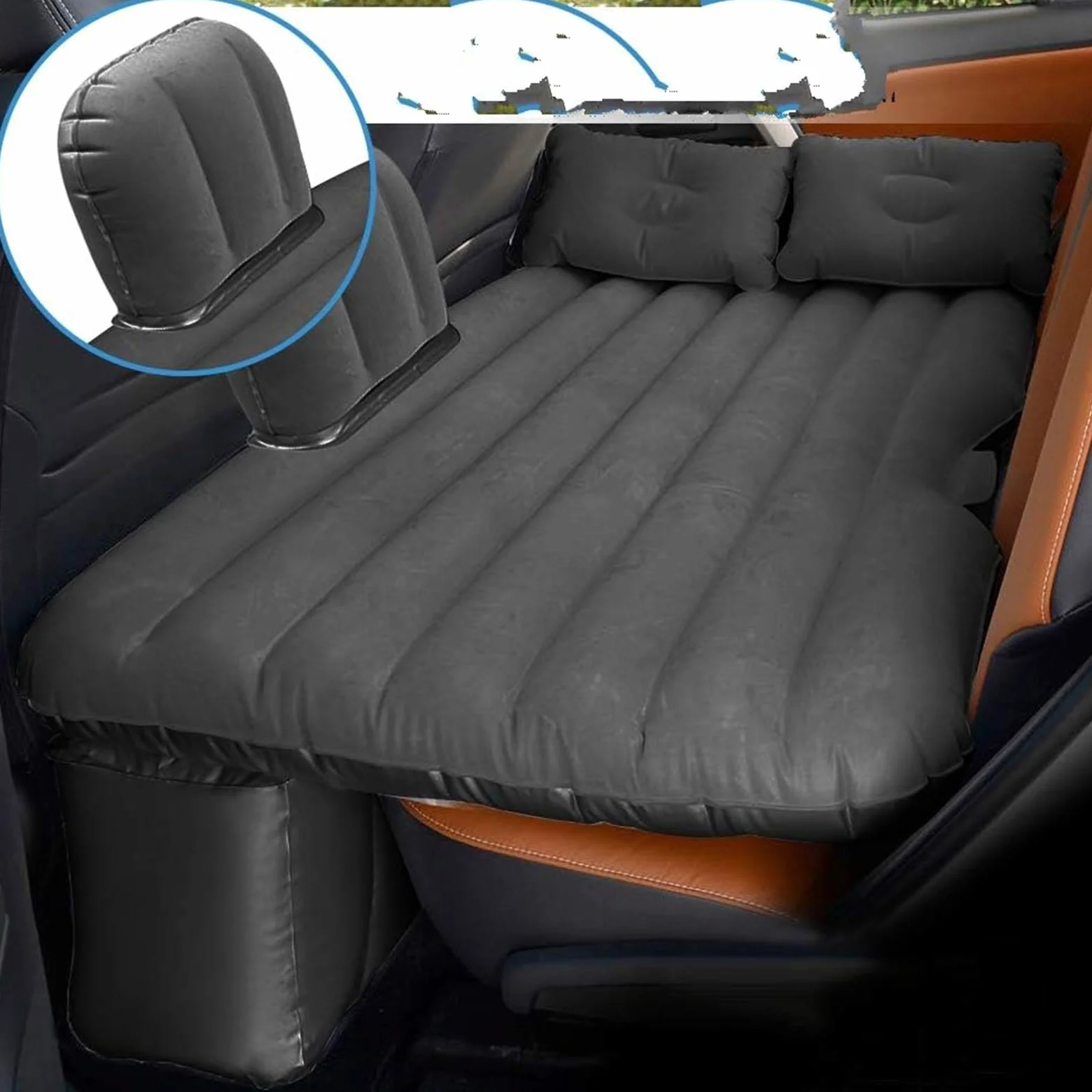 Colchoneta Hinchable Coche Cama Inflable Coche, Colchón Aire Inflable, Cojines Inflables Para El Hogar, Coches Universales, SUV, Viajes Al Aire Libre, Camping, Almohadilla Dormir, Cama Aire Coche(Blac
