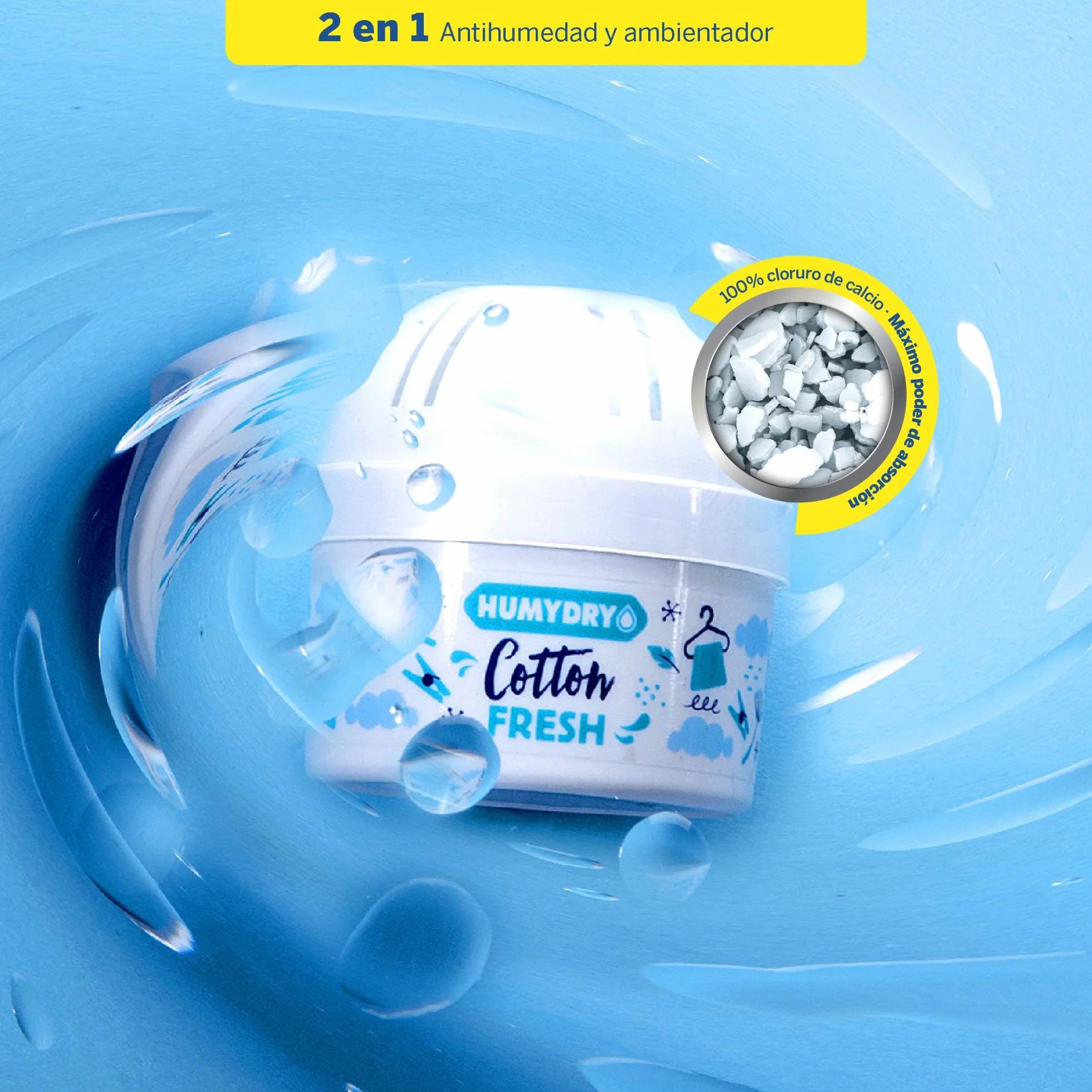 HUMYDRY Mini 75g MIX Pack de 4 Deshumidificadores Ambientadores Absorben Humedad Reducen Olores Aroma Algodón 8 m²