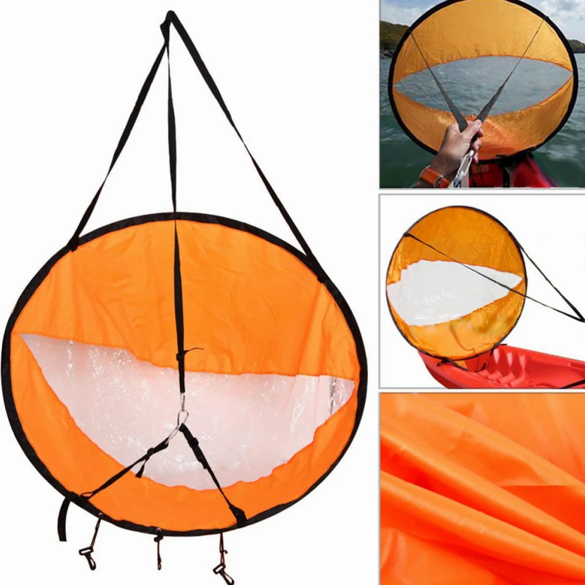 Vela de Kayak Plegable Vela de Viento para Kayak y Tabla de Paddle Surf, Poliéster Tafetán Naranja, Costuras Triple Reforzadas, para Navegación al Aire Libre