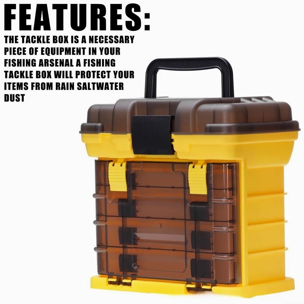 Caja de aparejos de pesca portátil con cajones de múltiples compartimentos para señuelo Gancho Organizador de almacenamiento Impermeable Pp Material Case Tea Yellow (amarillo)