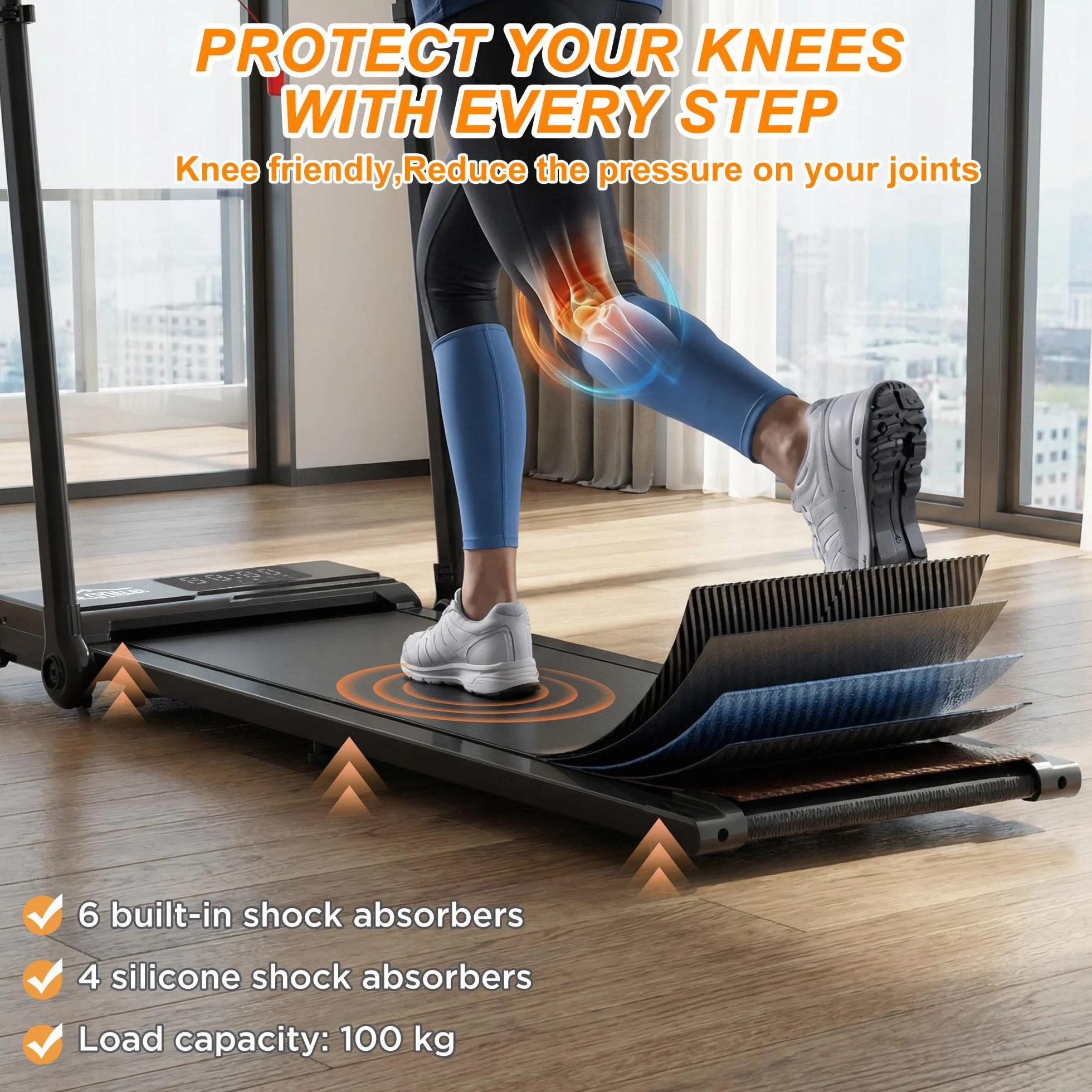 Walking Pad 3 en 1 con 7% Inclinación, Cinta Plegable Bajo Escritorio 1–12 km/h para Oficina en Casa, Manillar Ajustable y Mesa Extraíble, Motor Silencioso 2,5 HP