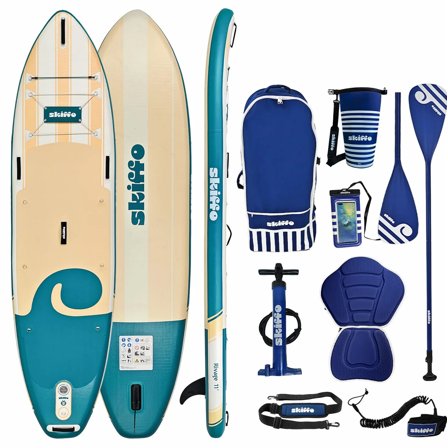 Skiffo Rivage Lagoon 11' – Sup Inflable 2 en 1 Kayak Completo – 335 x 86 x 15 cm – MAX 160 kg – Estable y versátil – Diseño único