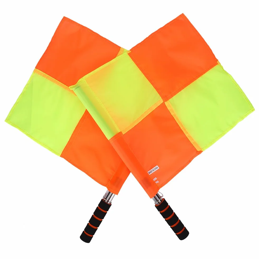 Asixx 2 Unidades Árbitro Bandera, Árbitro Banderas Juez de línea con Esponja Mango Portátil y Resistente al Agua, 34 x 33 cm