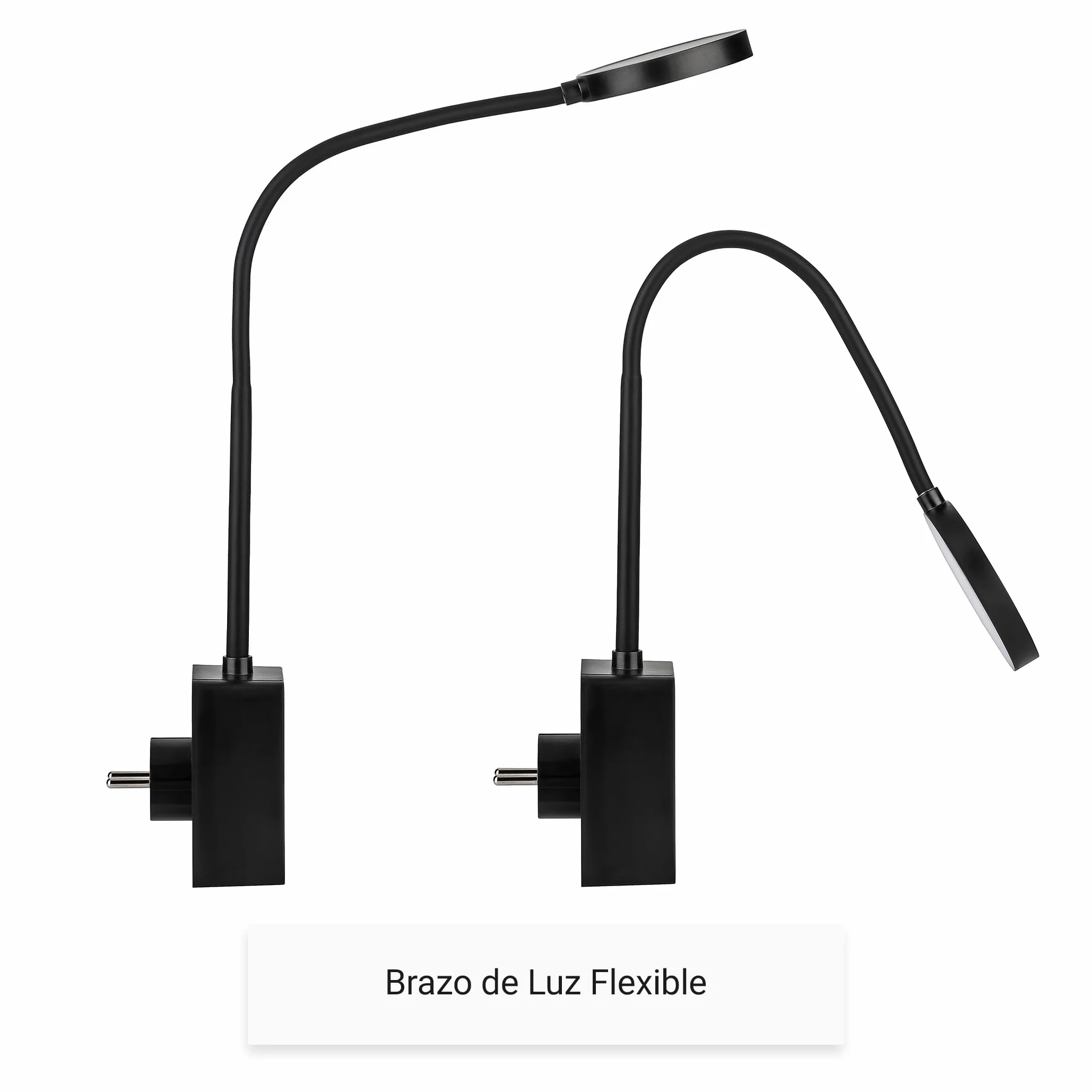 SEBSON Lámpara Enchufe Pared LED Regulable, Lampara de Lectura con USB-C, Cuello de Cisne Flexible, Blanco Neutro 4000K, 4,5W, 420lm, Negro