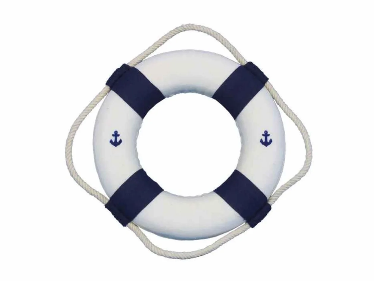 Hampton Nautical Hechos a Mano náutico decoración Antiguo Decorativo Colores Vida Anillo decoración, Azul, 6 Pulgadas