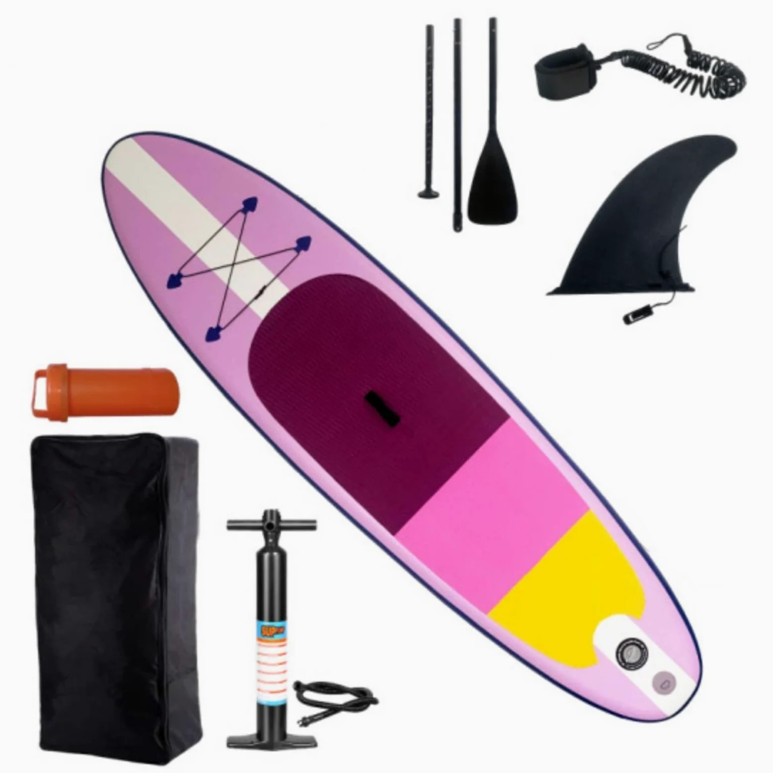 Baoblaze Tabla de Paddle Surf Hinchable Tabla Inflable Tabla de Tabla de Cubierta Antideslizante de PVC y EVA con Cuerda Elástica Asa Central y Quilla