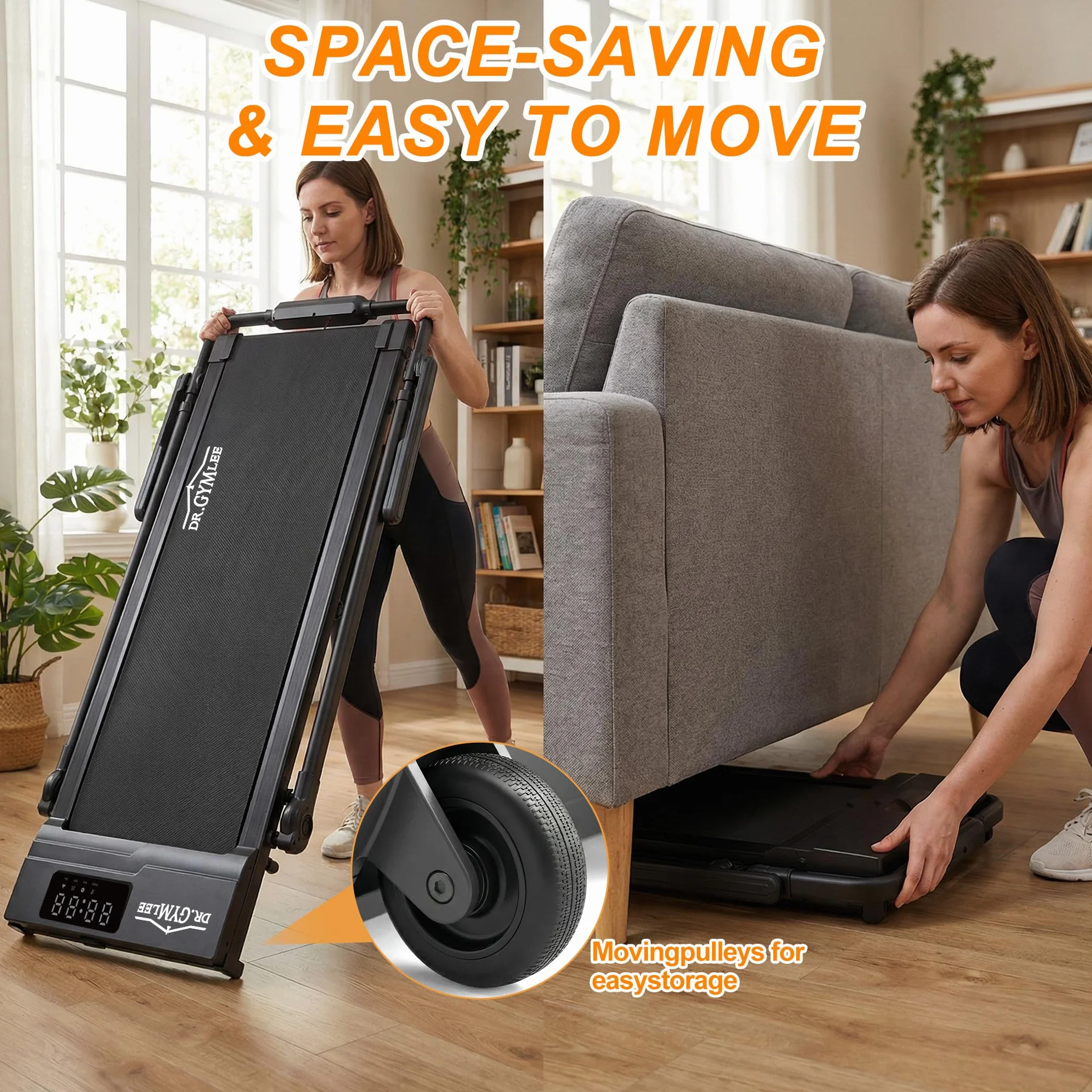 Walking Pad 3 en 1 con 7% Inclinación, Cinta Plegable Bajo Escritorio 1–12 km/h para Oficina en Casa, Manillar Ajustable y Mesa Extraíble, Motor Silencioso 2,5 HP