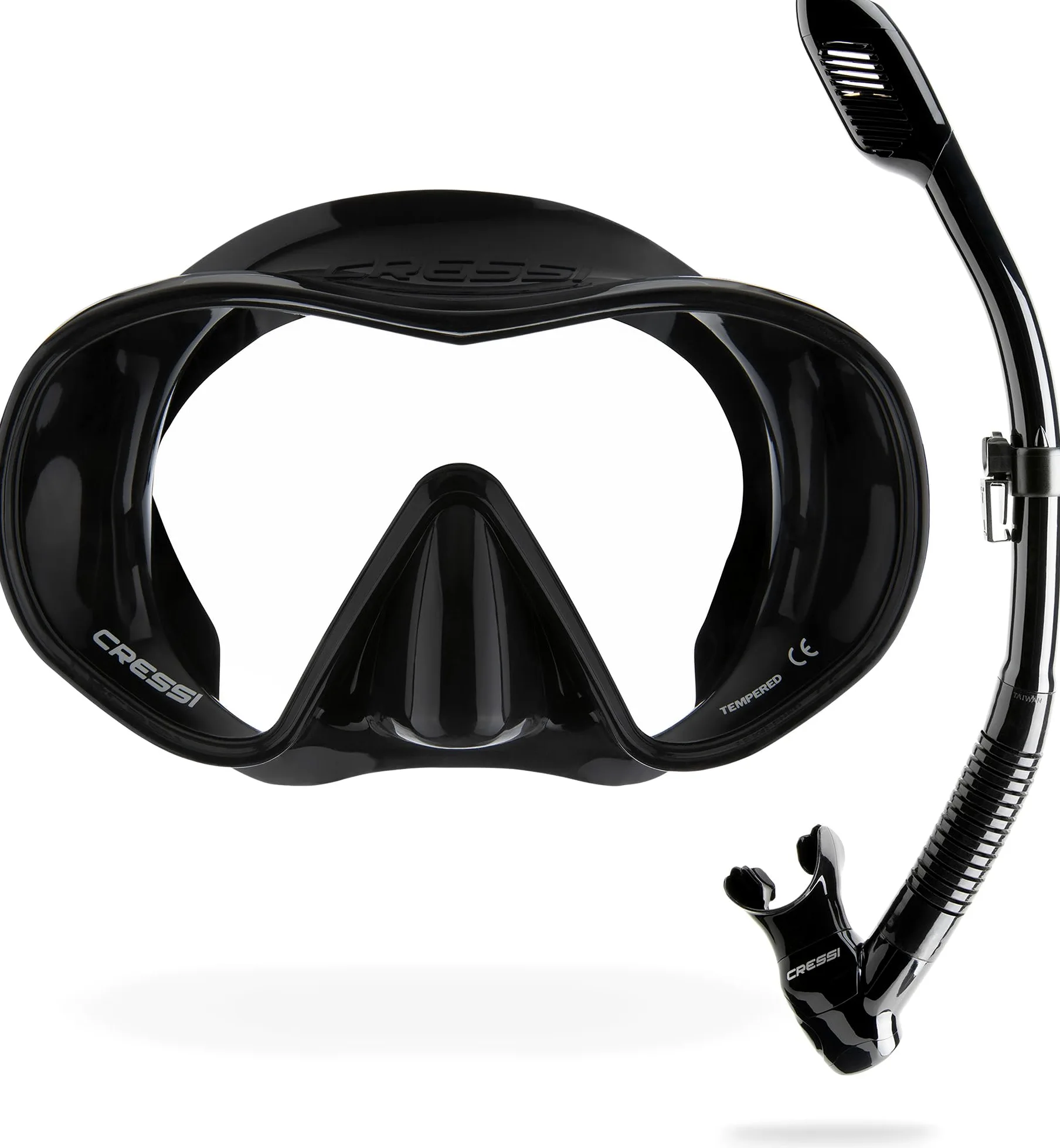 CRESSI F-Dual+Supernova Dry Set Conjunto de Snorkeling-Negro/Negro