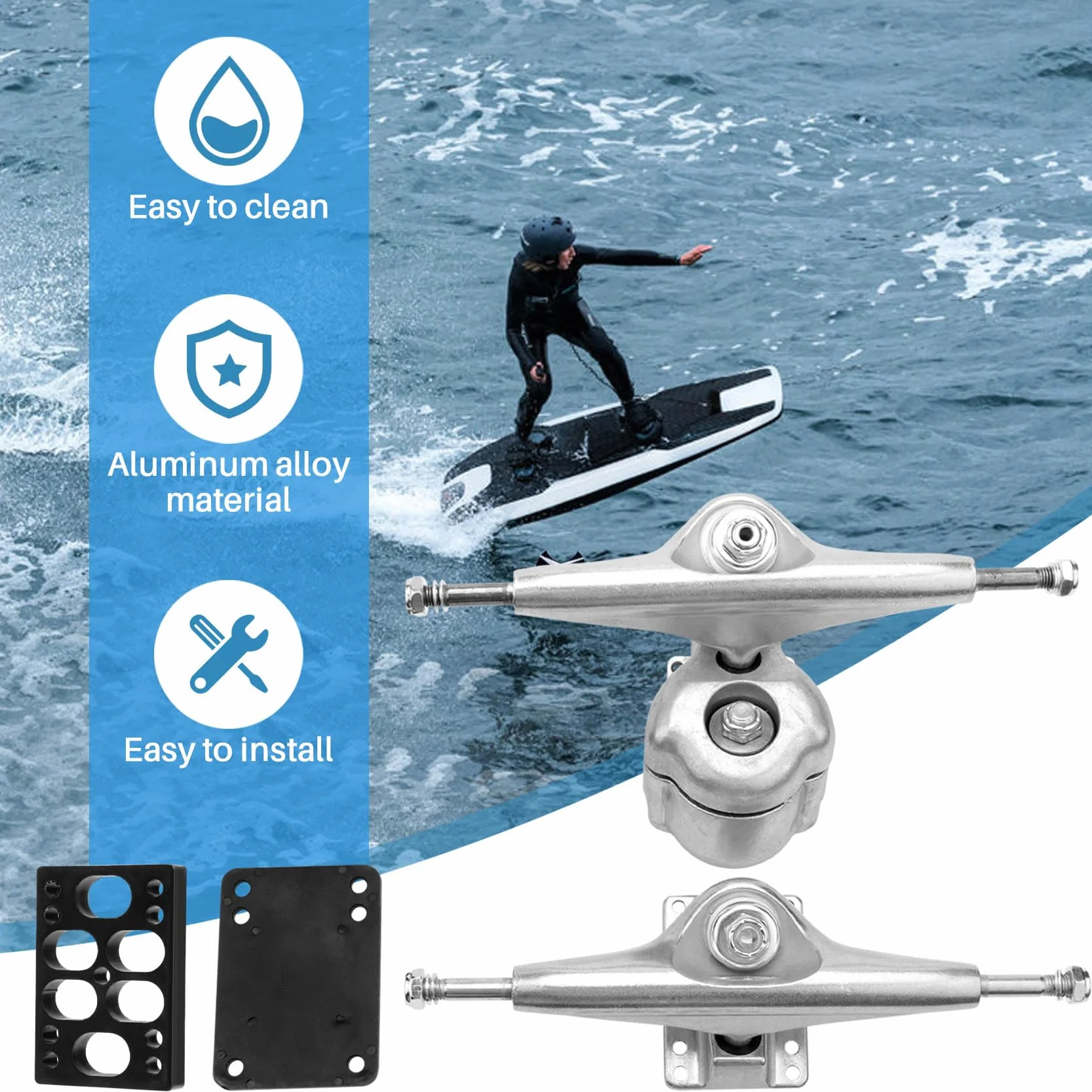 Land Surf Skateboard Eje para S6 Rojo BruCke Surfskate Skateboard Adapter,Plata Junta Set