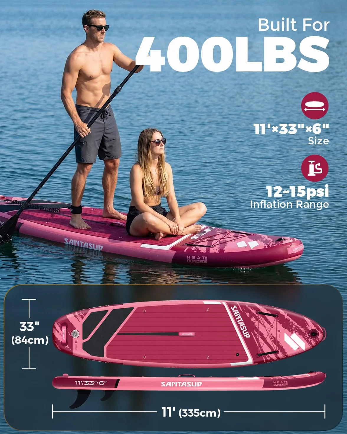 Tabla de Remo Inflable con Accesorios, Amplia Postura, para Adultos y Jóvenes