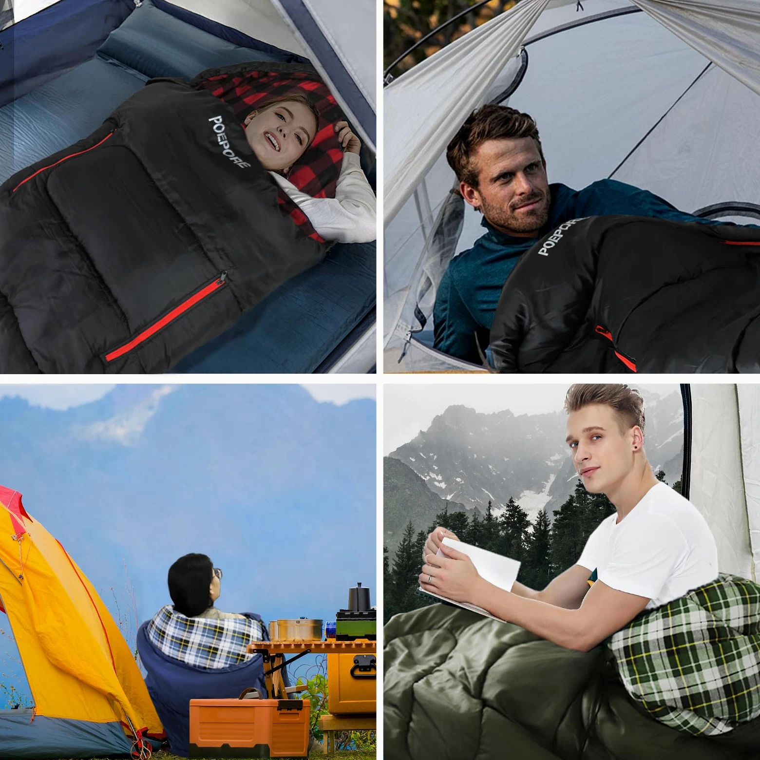 Saco de dormir de franela de algodón de 0 grados para clima frío para adultos, XXL, saco de dormir portátil para 4 estaciones, impermeable, con saco de compresión
