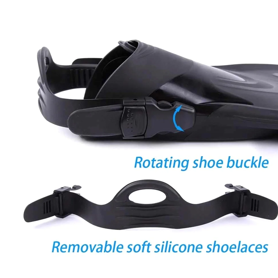 Aletas de natación, Aletas de natación para adultos, zapatos cortos de buceo, aletas de natación, aletas de buceo con talón
