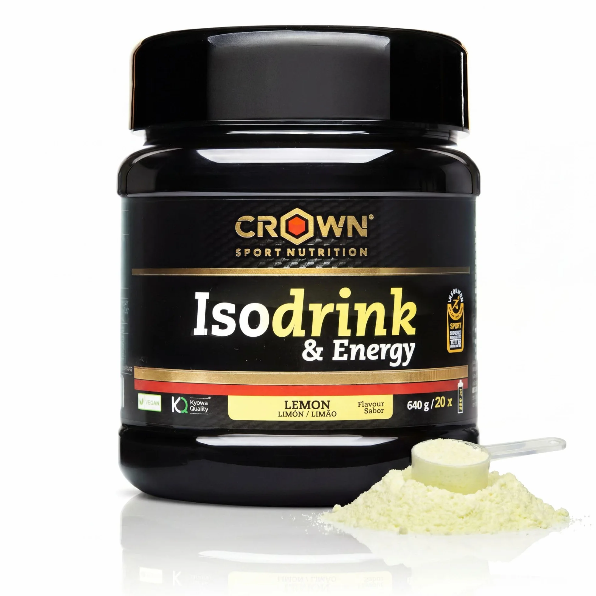 Crown Sport Nutrition Isodrink & Energy Bebida Isotónica en Polvo con Electrolitos Sales Minerales BCAA y Carbohidratos Sabor Limón 640 g Informed Sport