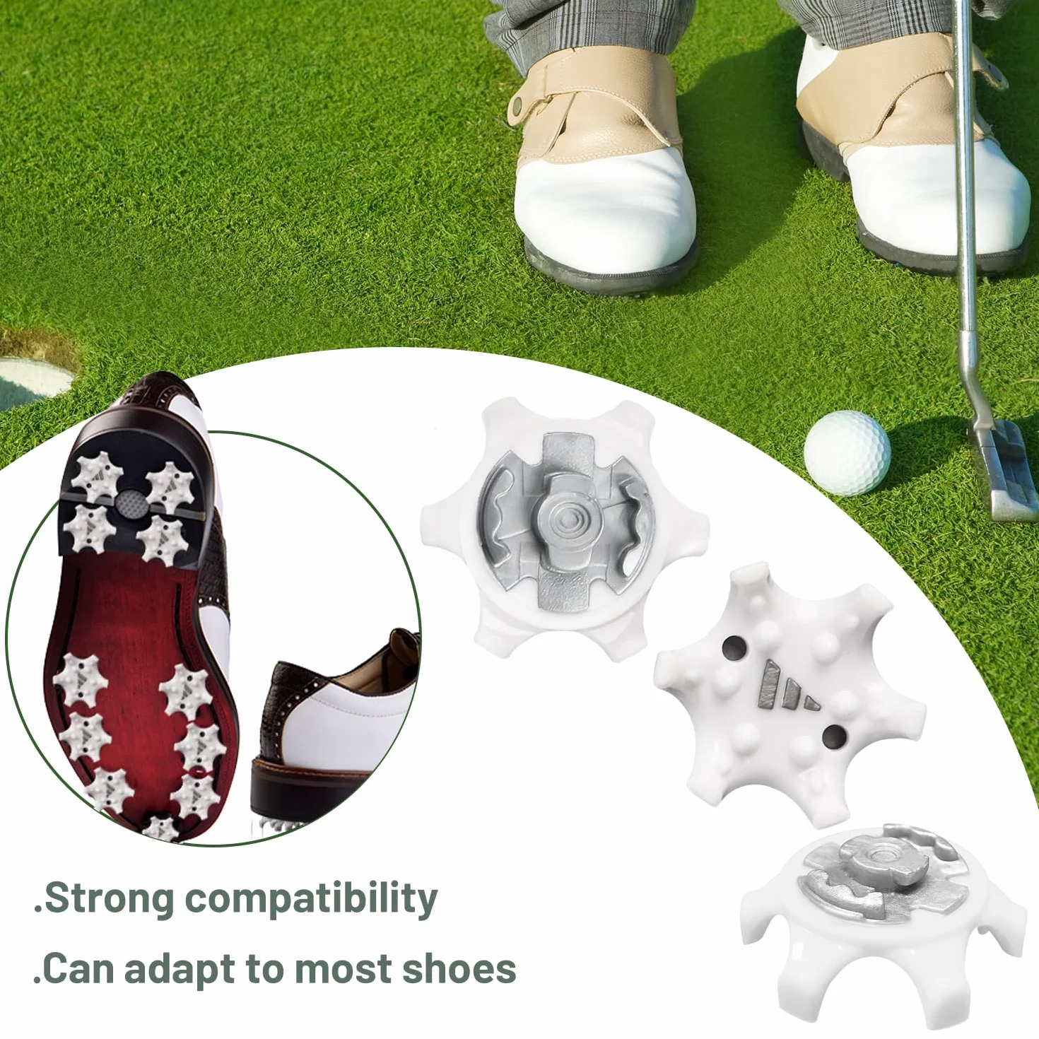 16 Tacos para Zapatos de Golf, Clavos para Zapatos de Golf, Clavos de críquet, Tacos roscados, Accesorios para Zapatos de Golf, Regalo para golfistas (Blanco)