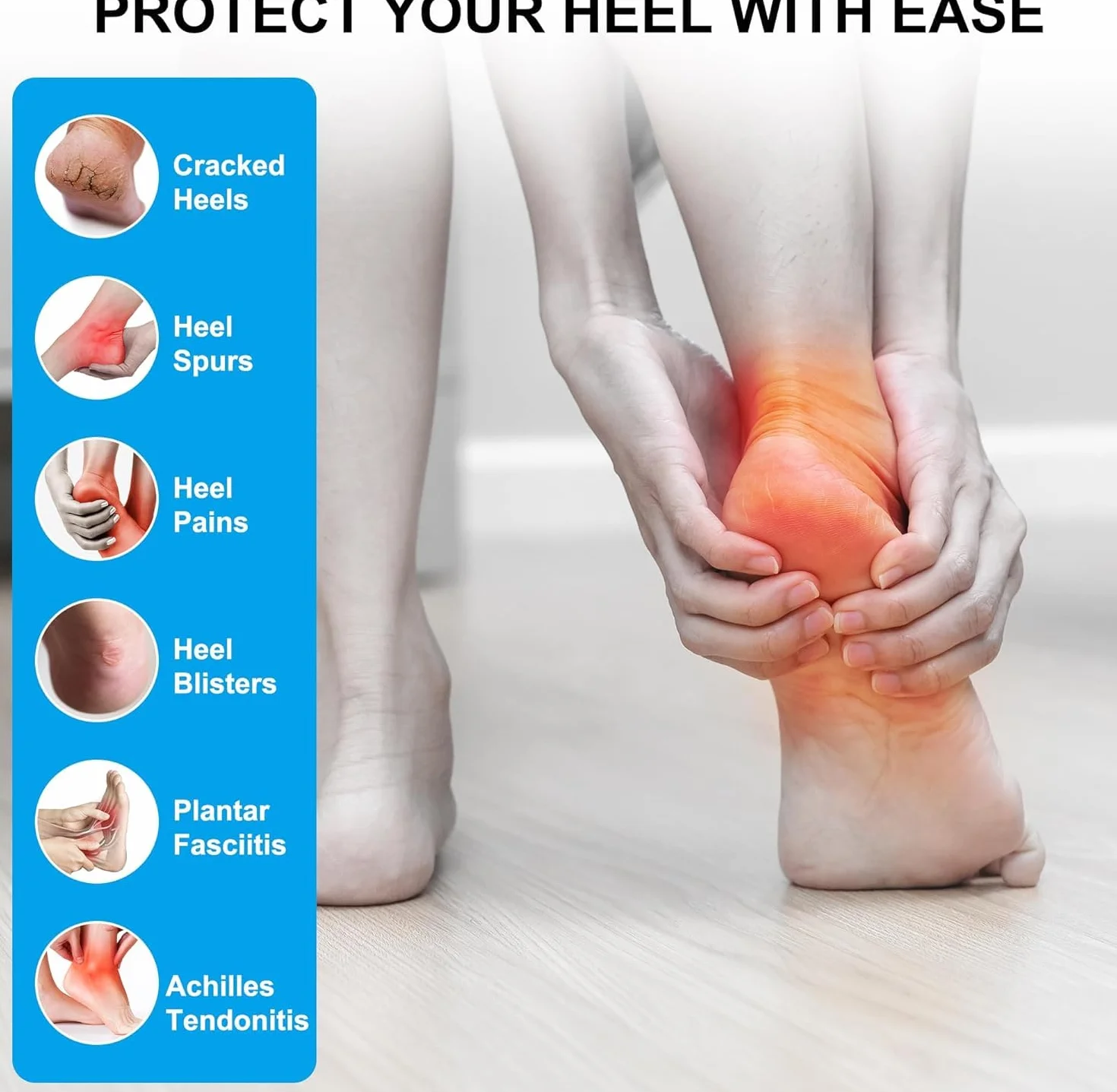 MEISO 4 Piezas Talonera Silicona Protector Talón Tobillo Aumento Altura 2 cm Almohadilla Fascitis Plantar