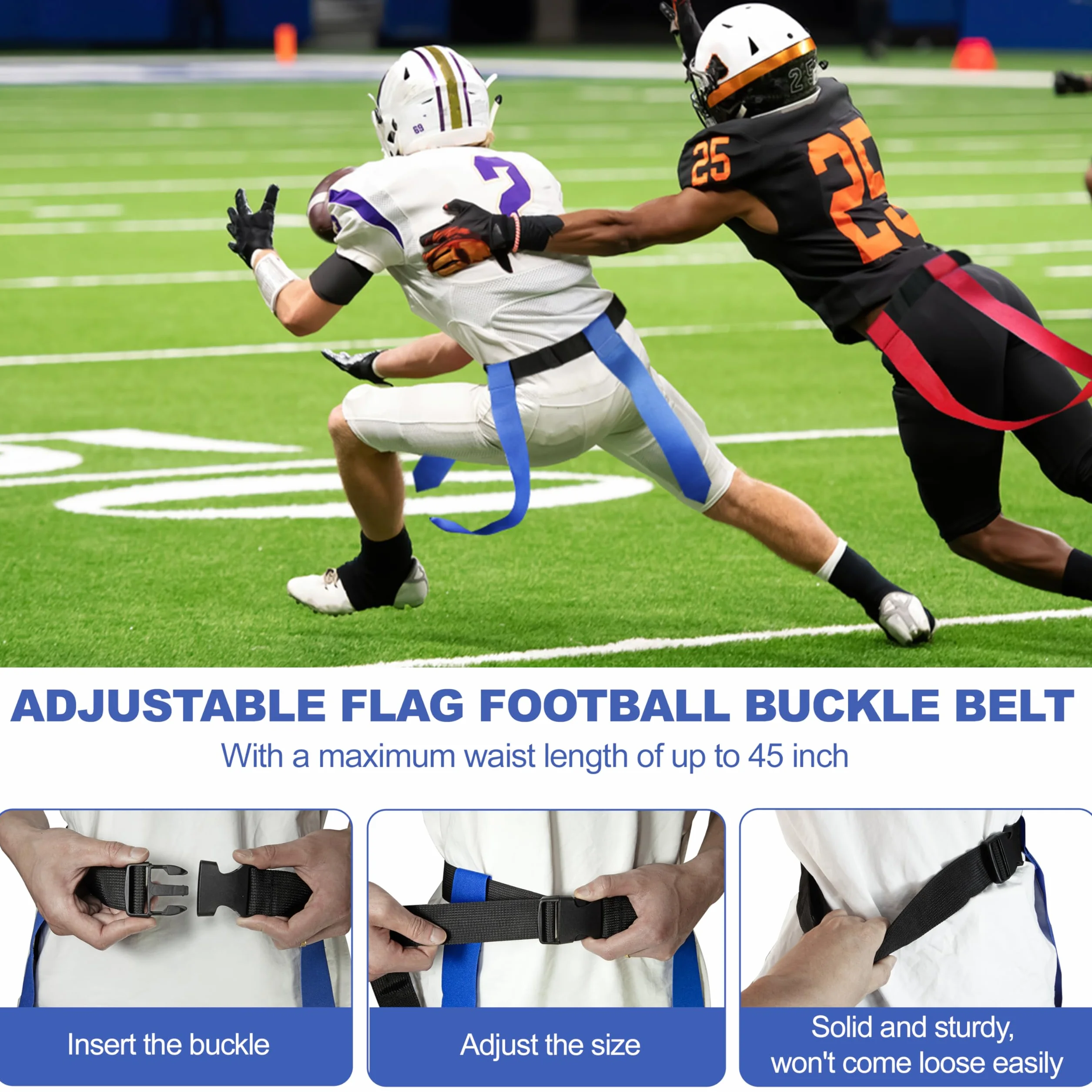 Cinturones de fútbol de bandera, juego de fútbol ajustable para 14 jugadores con 42 banderas, 8 conos de práctica y bolsa, para entrenamiento de niños, jóvenes y adultos