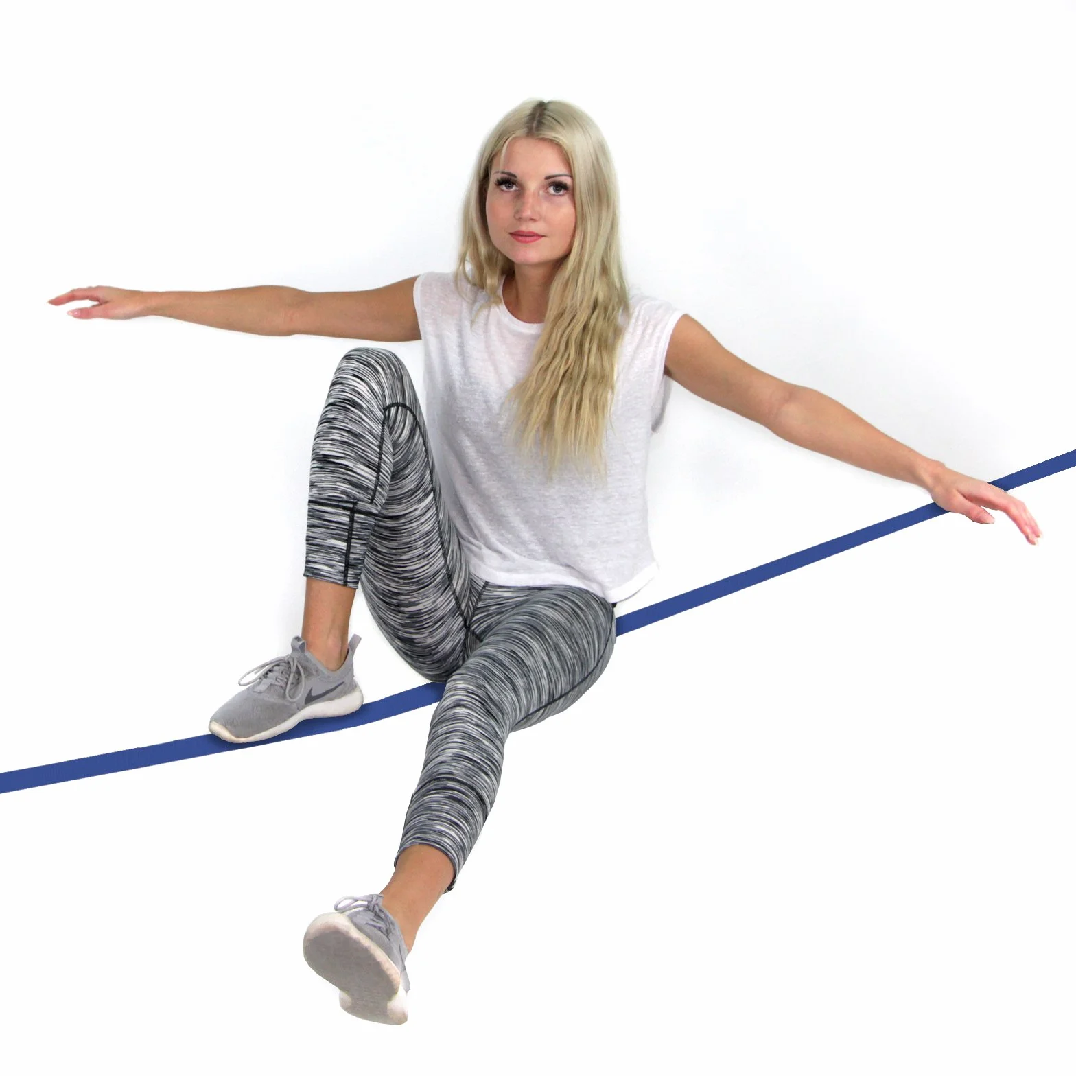 ALPIDEX Slackline 15 m para principiantes y expertos , Carga máxima 2 toneladas , Incl. una bolsa de transporte, Color:azul