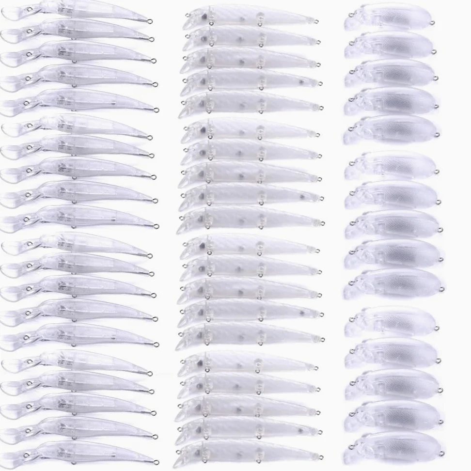 100pcs Minnow 9.8g/15g/27.9g señuelos de Pesca de embrión no Pintado Artificial