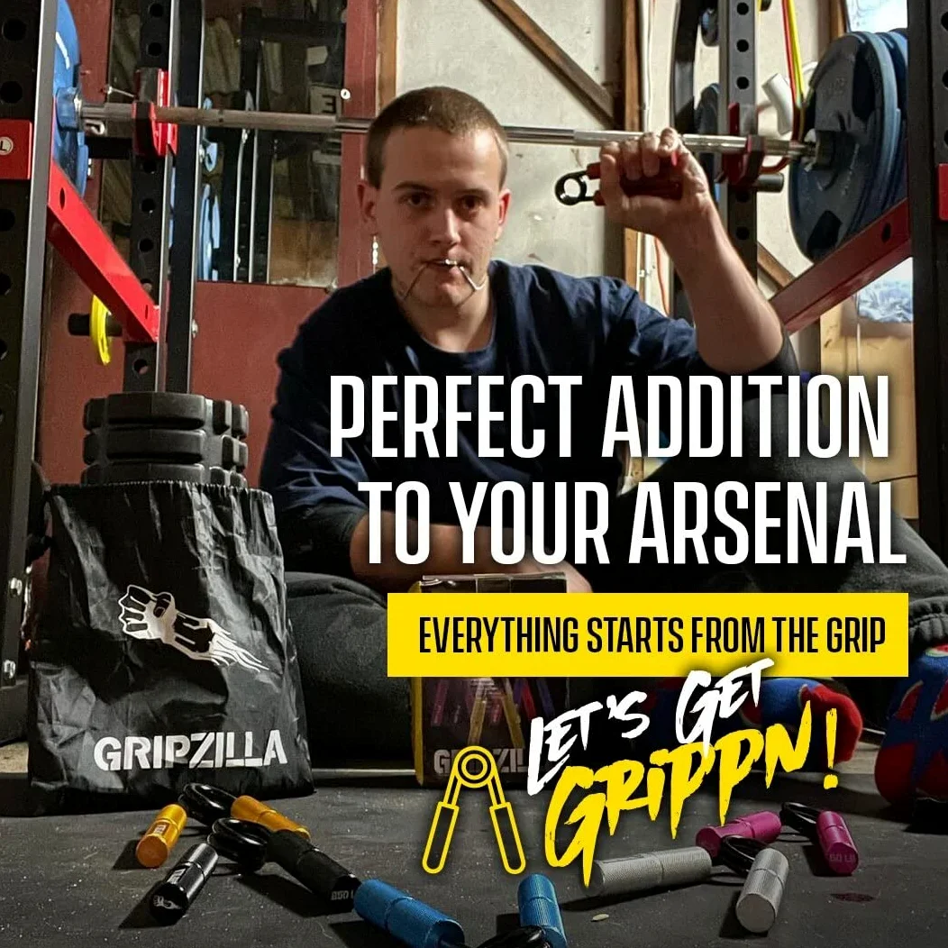 GRIPZILLA Entrenador de fuerza de agarre de 50 a 300 libras, paquete de 6, rosa, plata, azul, rojo, amarillo y negro