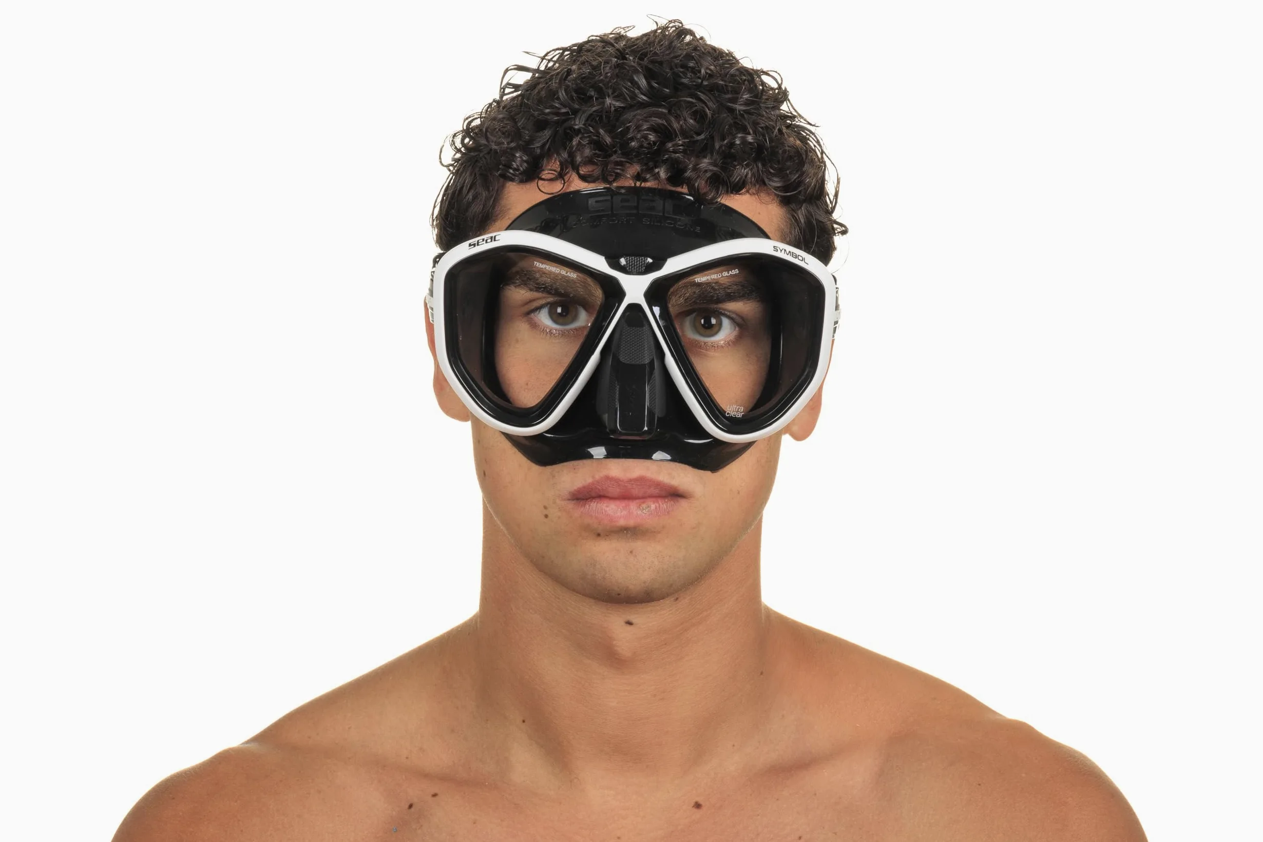 SEAC Symbol - máscara de Buceo Made in Italy con Dos Lentes y una Hebilla 3D Directamente en la Falda Unisex Adulto