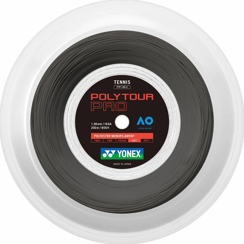 YONEX Poly Tour Pro 200M Schwarz Tennis Bobinas De Cordaje Monofilamento