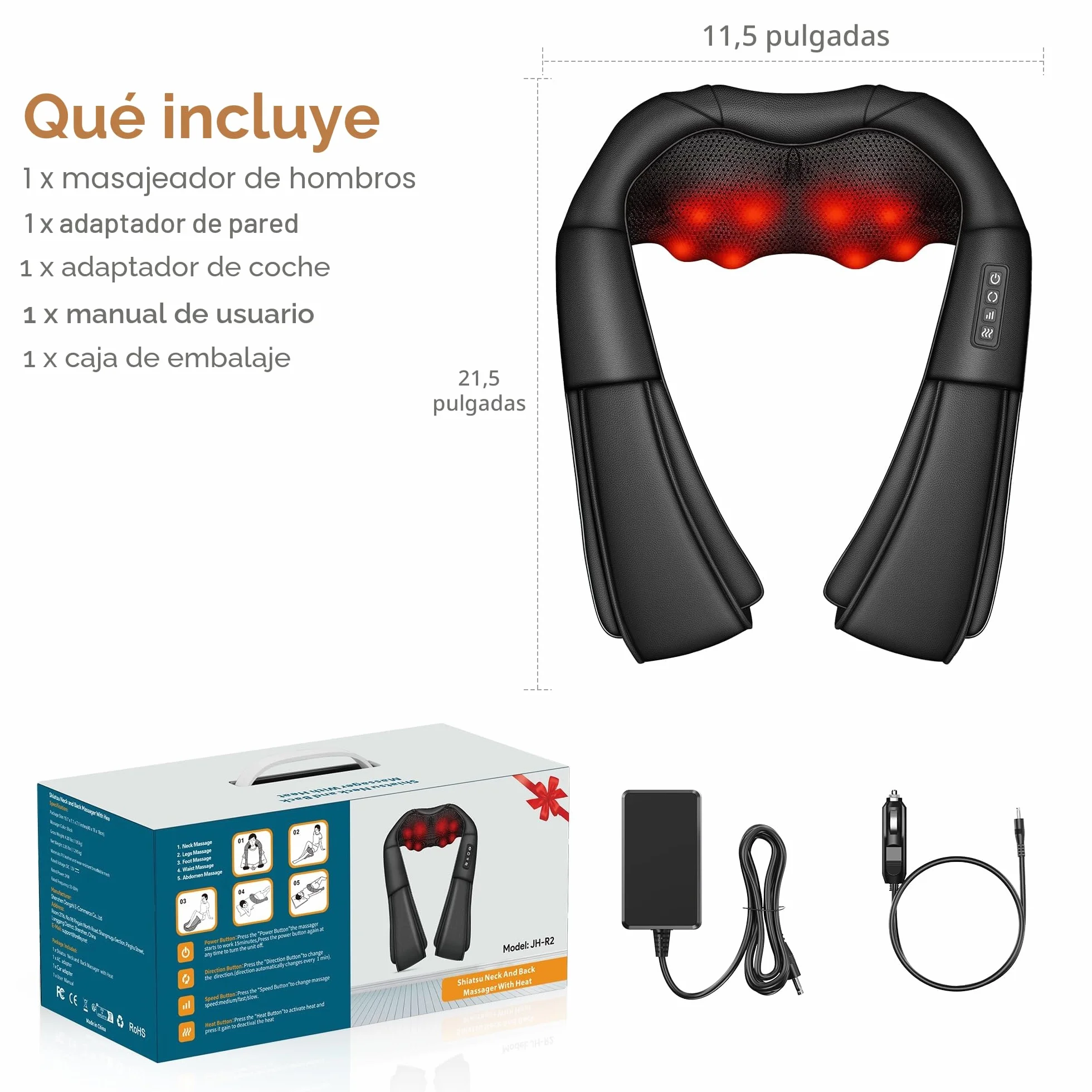 Masajeador Cervical y Espalda con Calor Relajante para Aliviar el Dolor Muscular