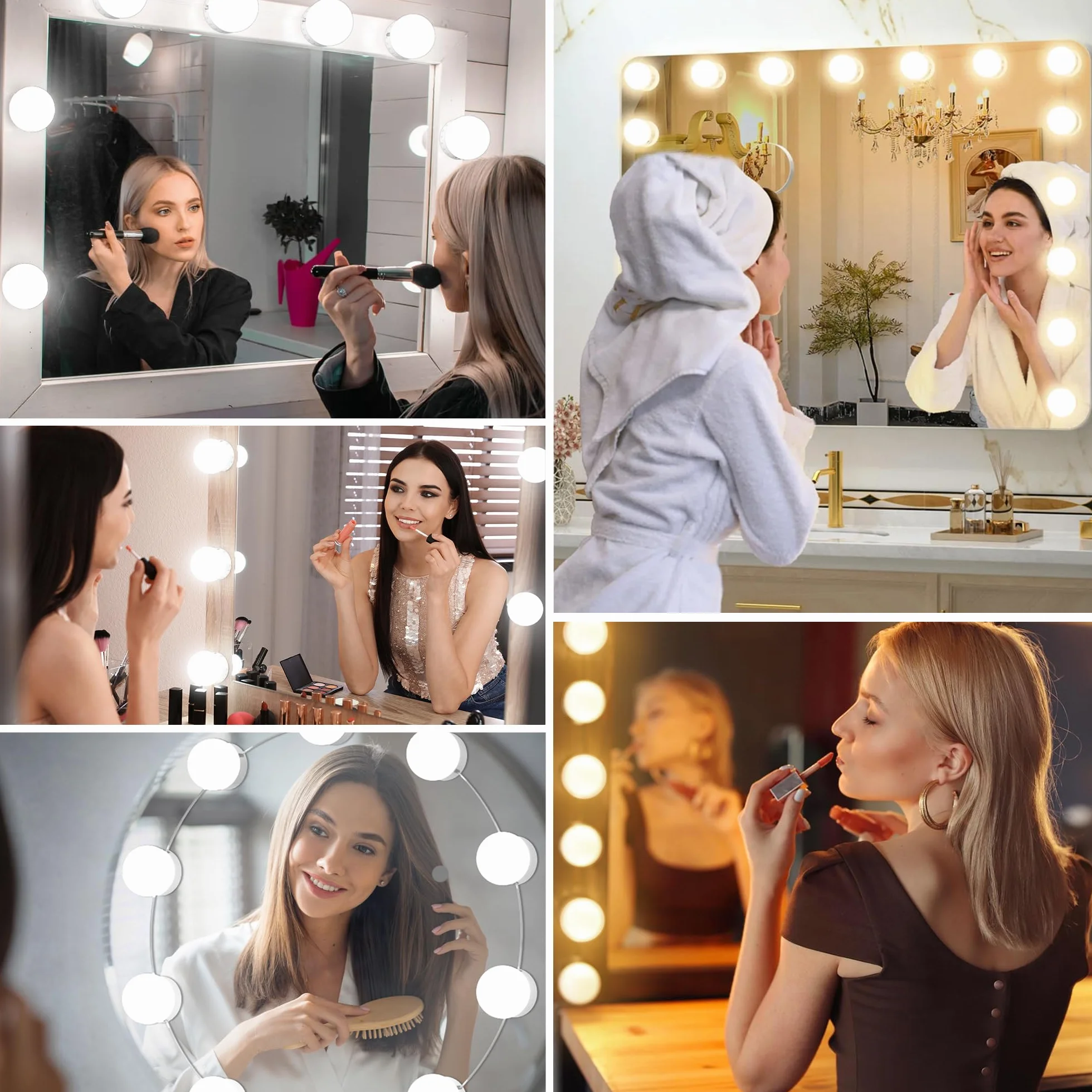 daphomeu LED Espejo Luz 3 Colores, Regulable, Lámpara de Tocador, Espejo Cosmético de Baño