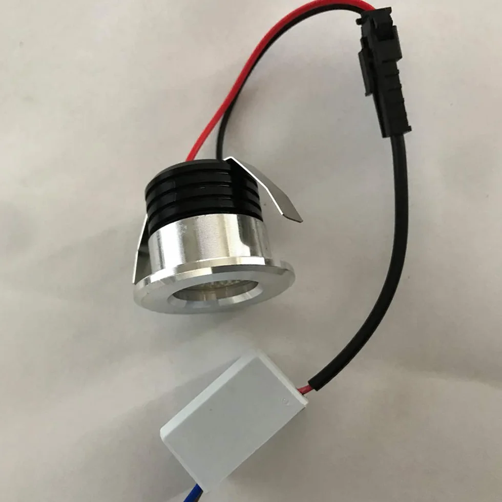 Minifocos LED empotrables 3W blanco cálido para vitrina iluminación interior, incluye transformador