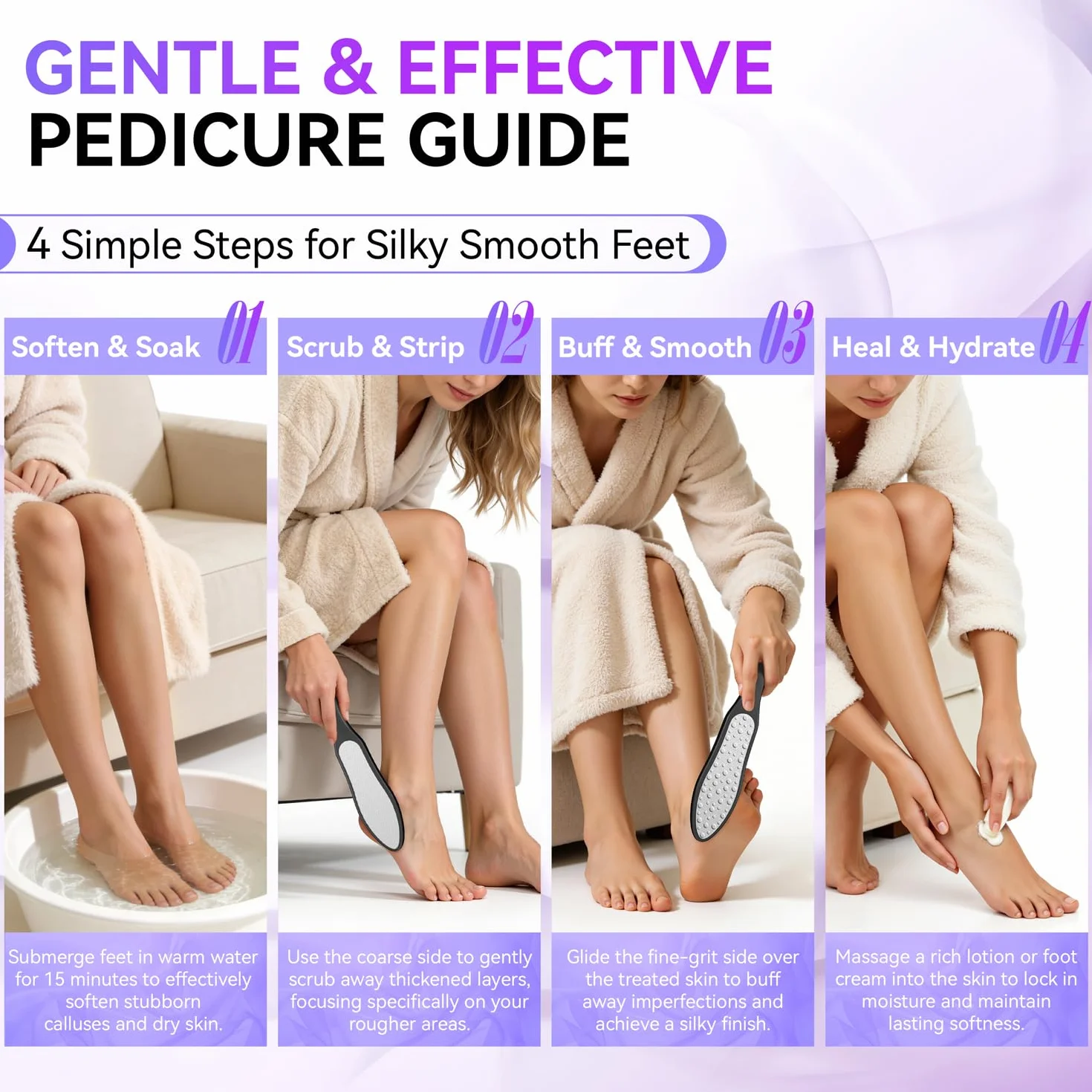 Auxmir Lima Pies Profesional 3 en 1, Escofina Pedicura Acero Inoxidable