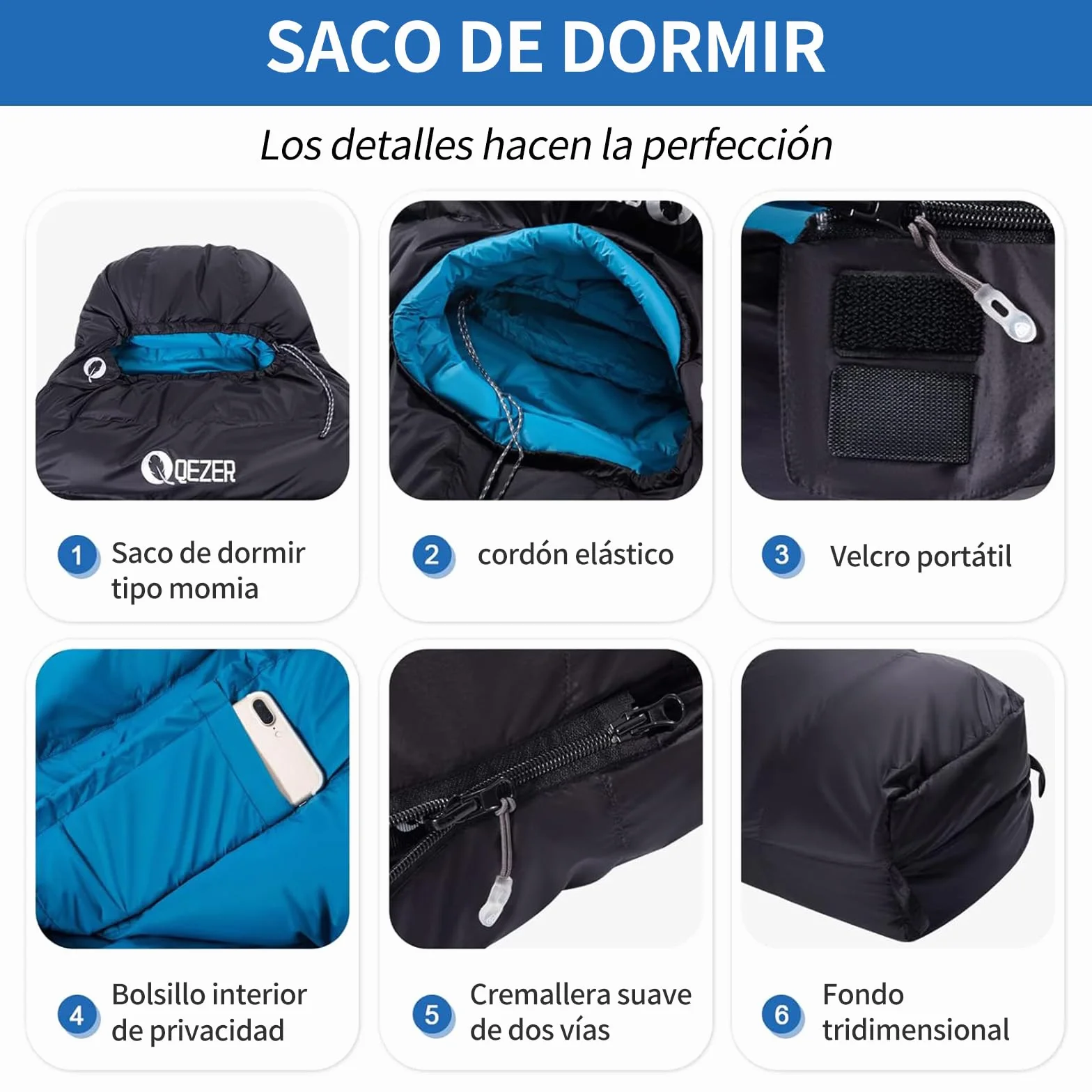 [Plumón] Saco de Dormir 0 Grados [-28℃~8℃] Saco de Dormir de Invierno 1kg/1.5kg Relleno de plumón - Adultos y niños-Sleeping Bag para Camping, Senderismo y Acampada