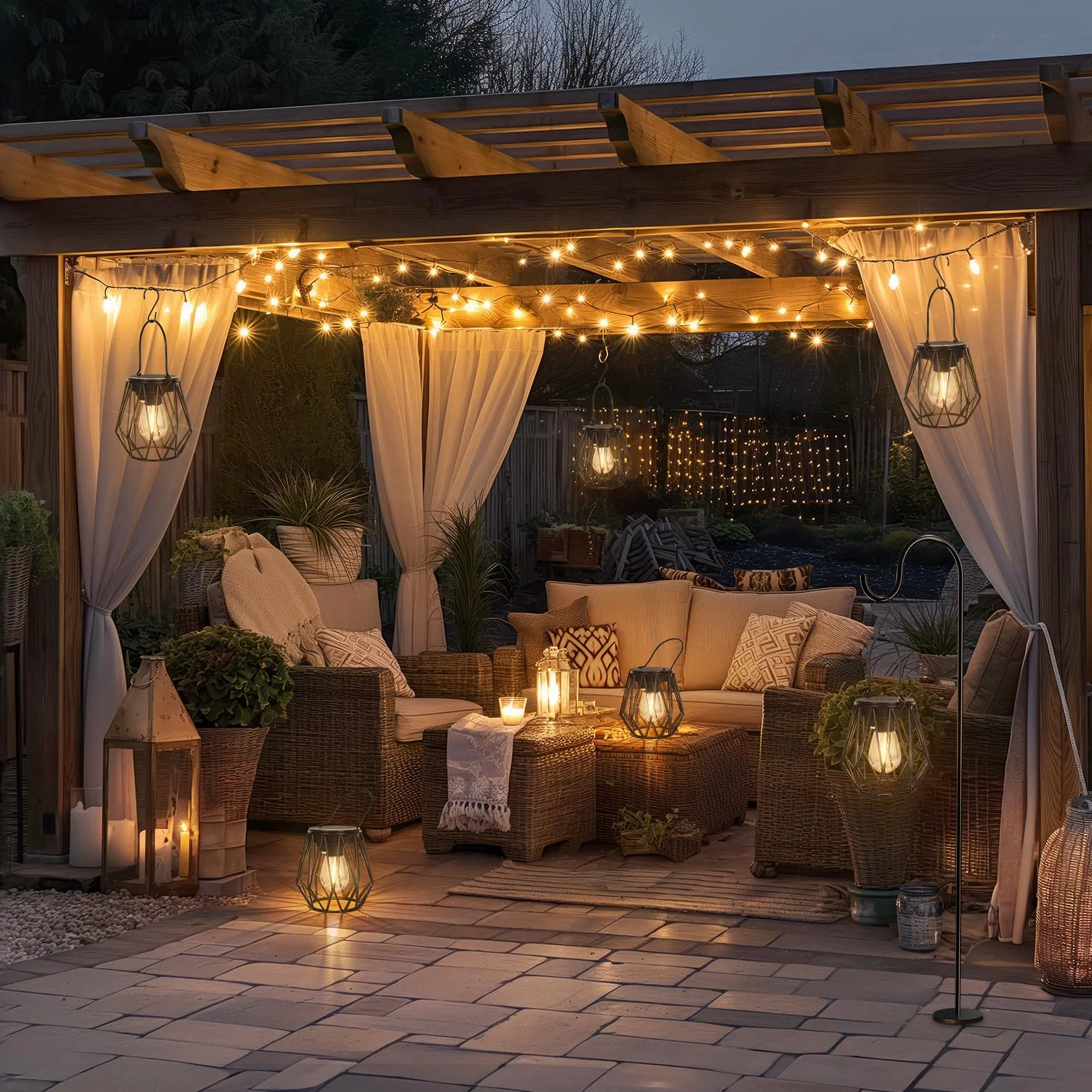 Farolillos Solares Exterior LED 2 Lamparas Solares Colgante Metal IP65 Impermeable Jardin
