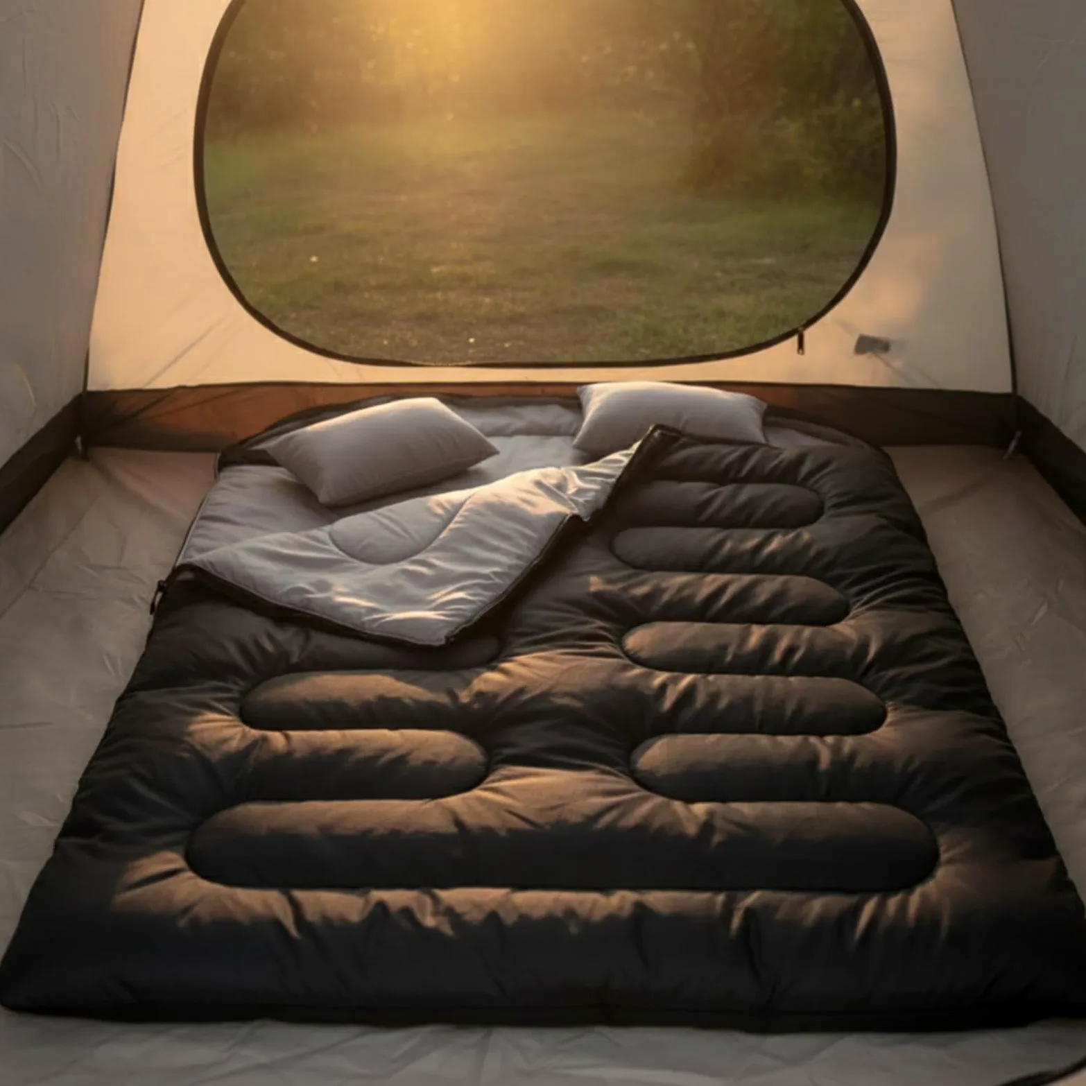 Saco Dormir Doble Amplio Saco Dormir con Capucha Extralargo para Camping, Senrismo