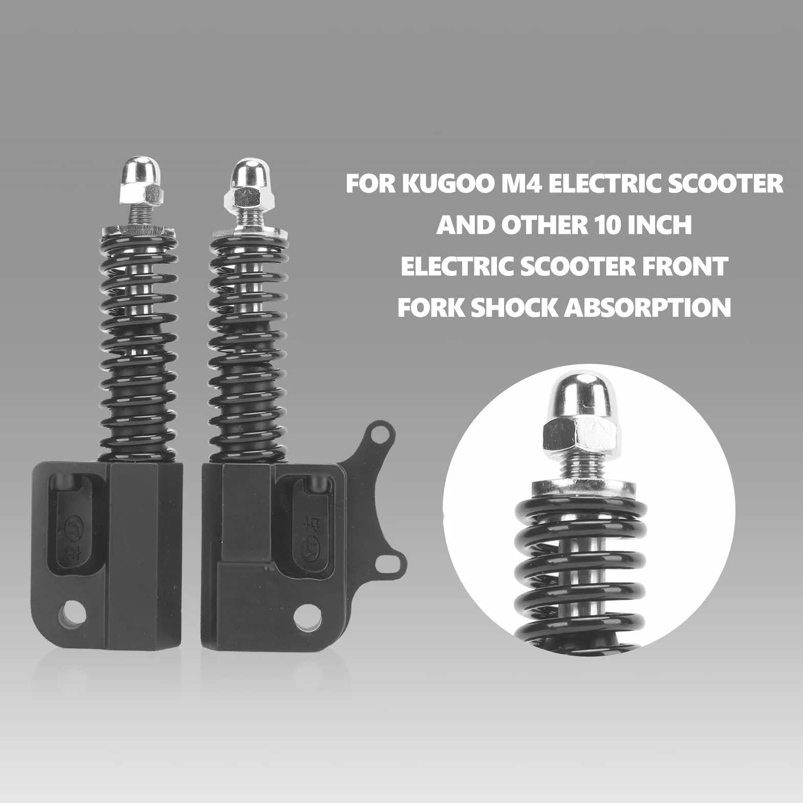 RiToEasysports Amortiguador Patinete Eléctrico 10 Pulgadas Suspensión Resorte Hidráulico para Kugoo M4 Horquilla Delantera Negro