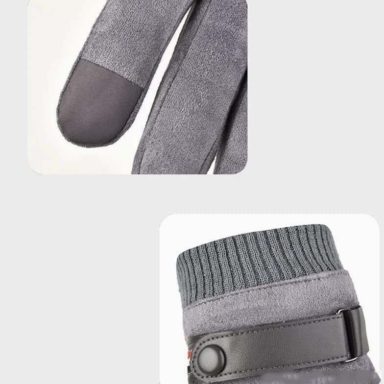 Guantes de equitación para hombre, piel de terciopelo, pantalla táctil, más terciopelo, gruesos, otoño e invierno, cálidos, para conducir, deportes al aire libre